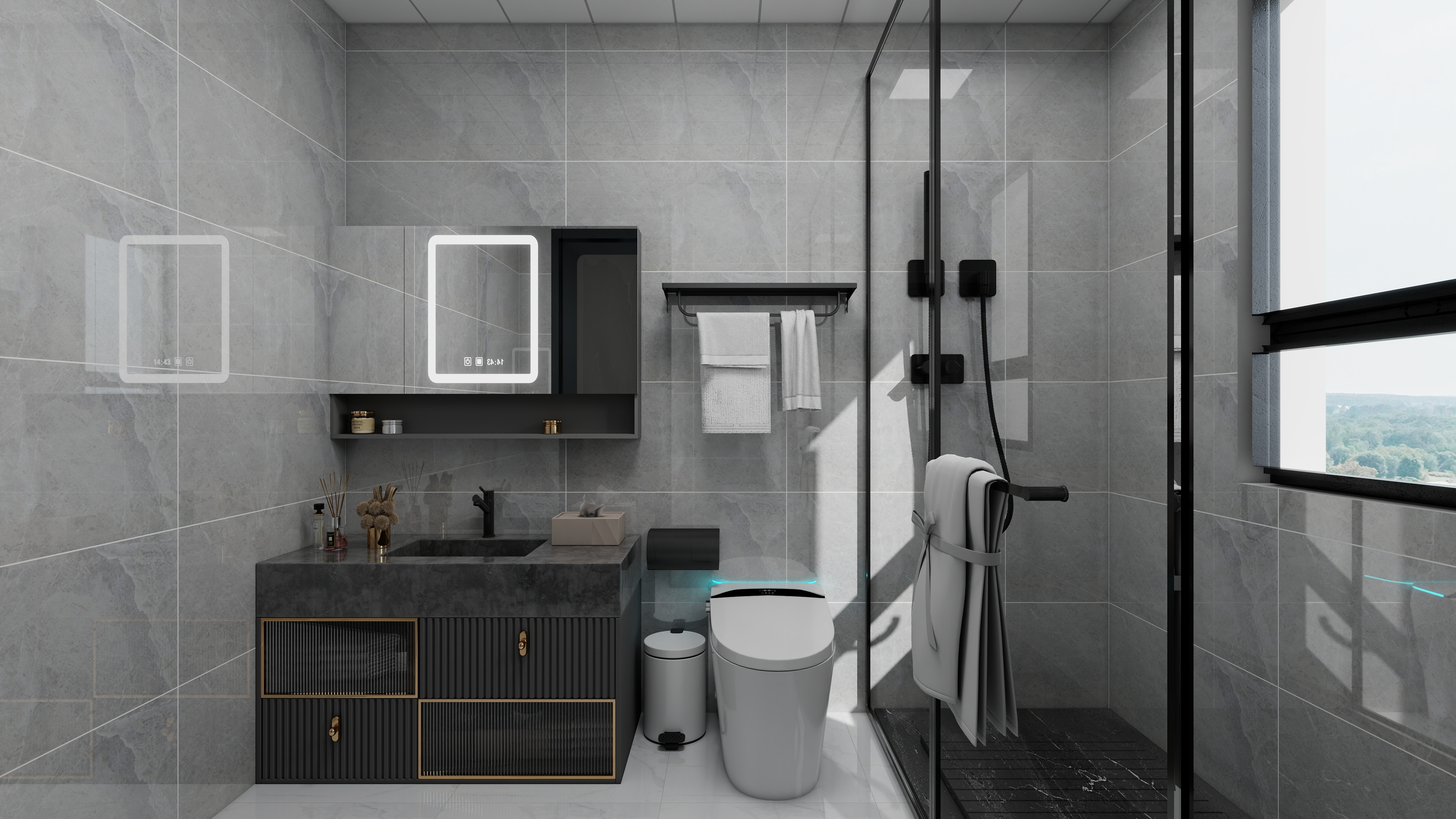 1372*OKbJ-广州华商职业学院 - 邵天杰一层卫生间装修效果图第2张