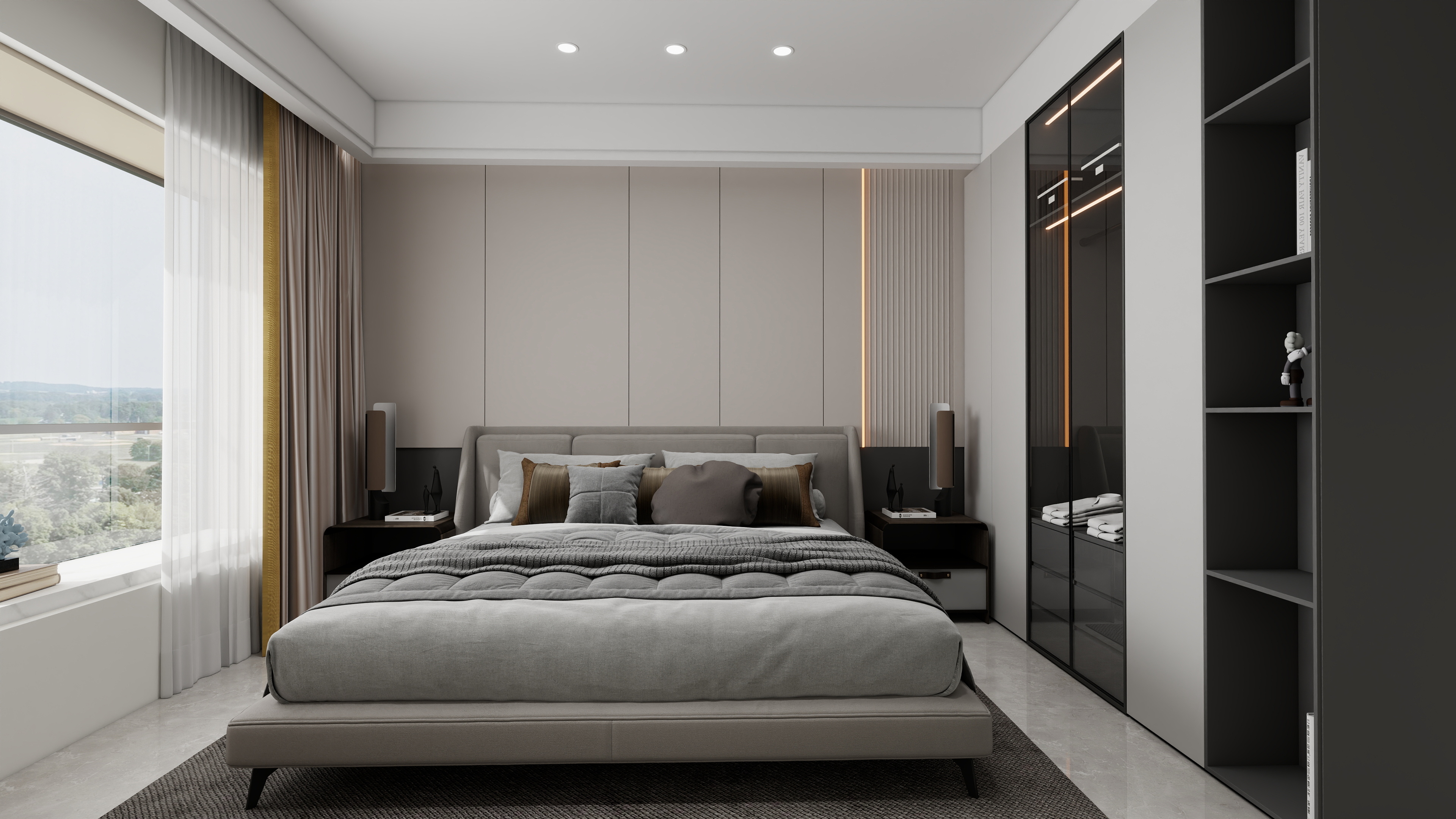 1372*OKbJ-广州华商职业学院 - 邵天杰一层主卧装修效果图第3张