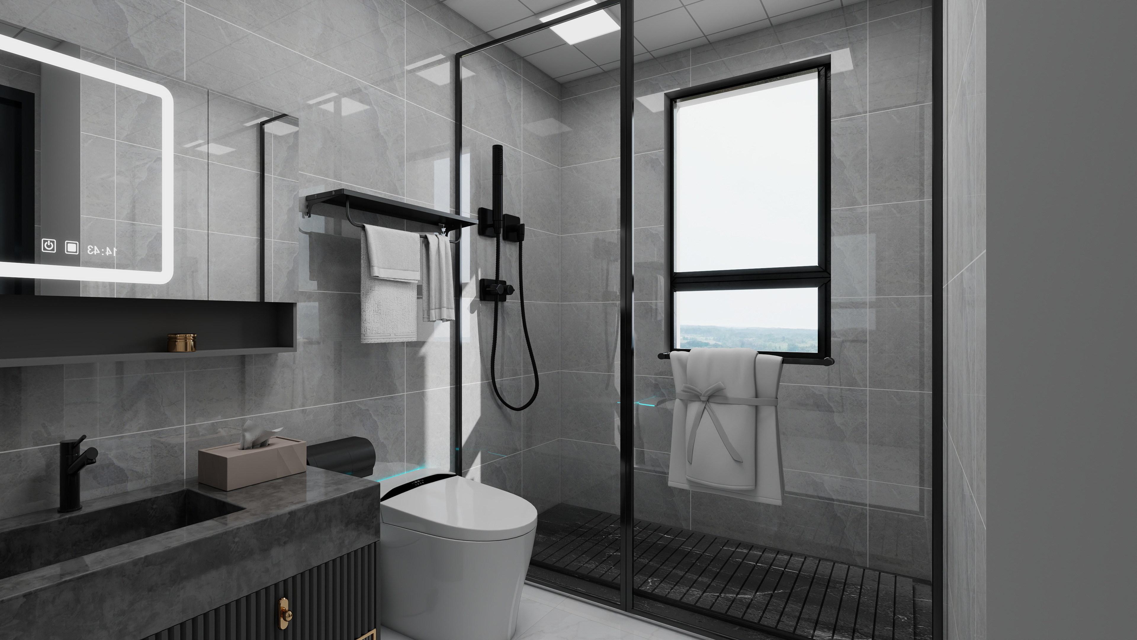 1372*OKbJ-广州华商职业学院 - 邵天杰一层卫生间装修效果图第3张