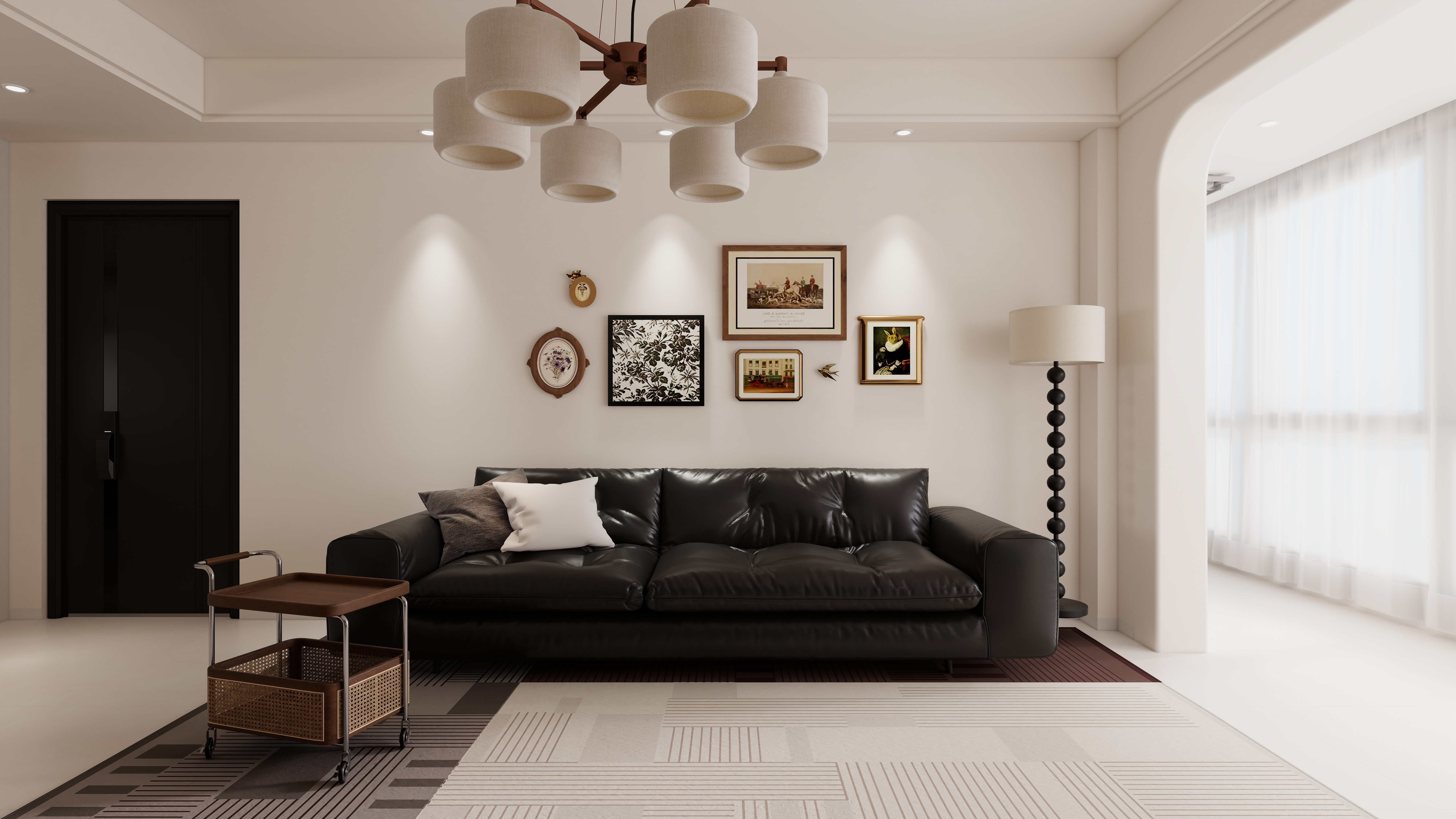 设计师-糖糖-嘉泰翡翠城-125²4室-中古风一层客餐厅装修效果图第1张