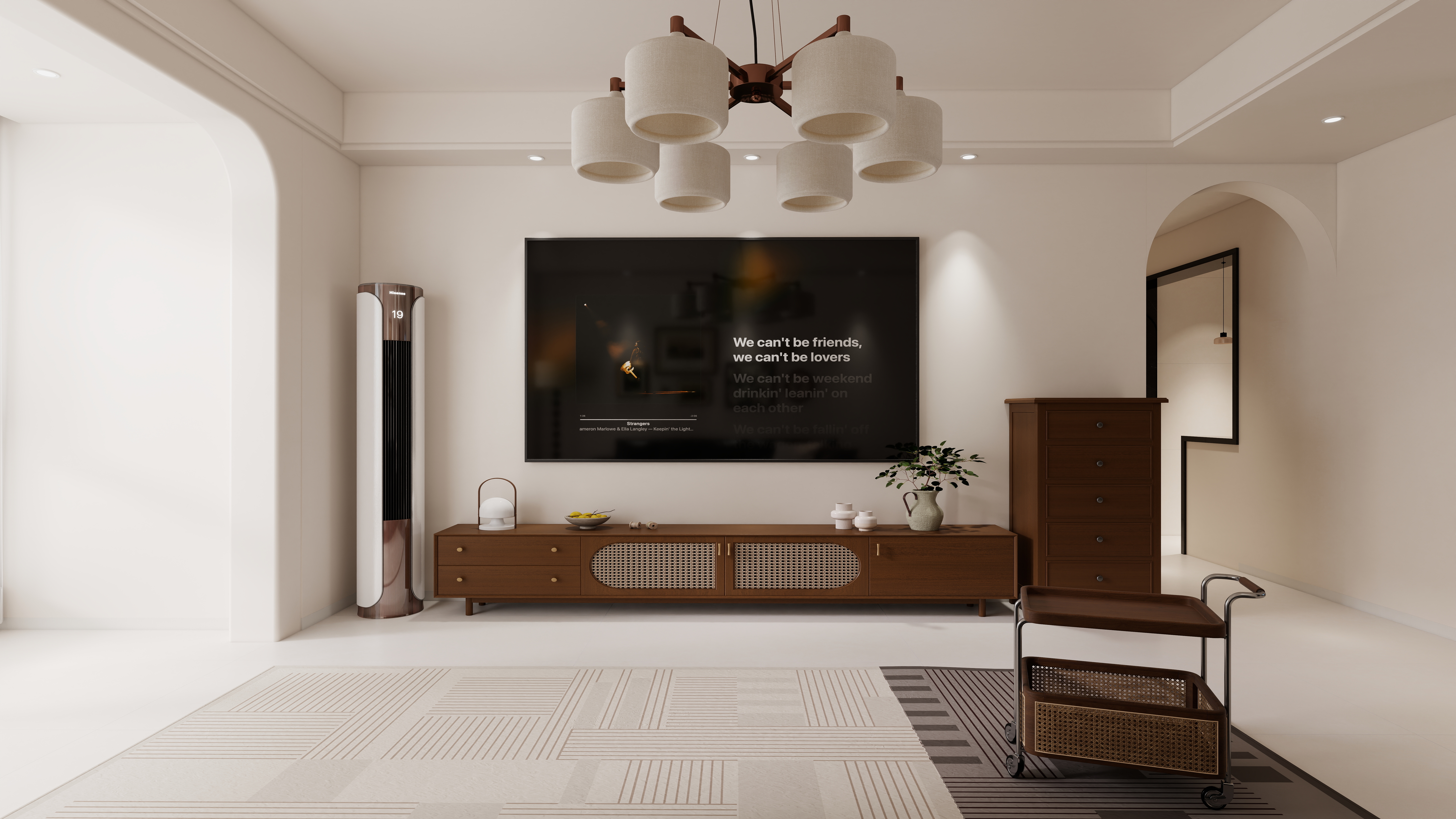 设计师-糖糖-嘉泰翡翠城-125²4室-中古风一层客餐厅装修效果图第2张