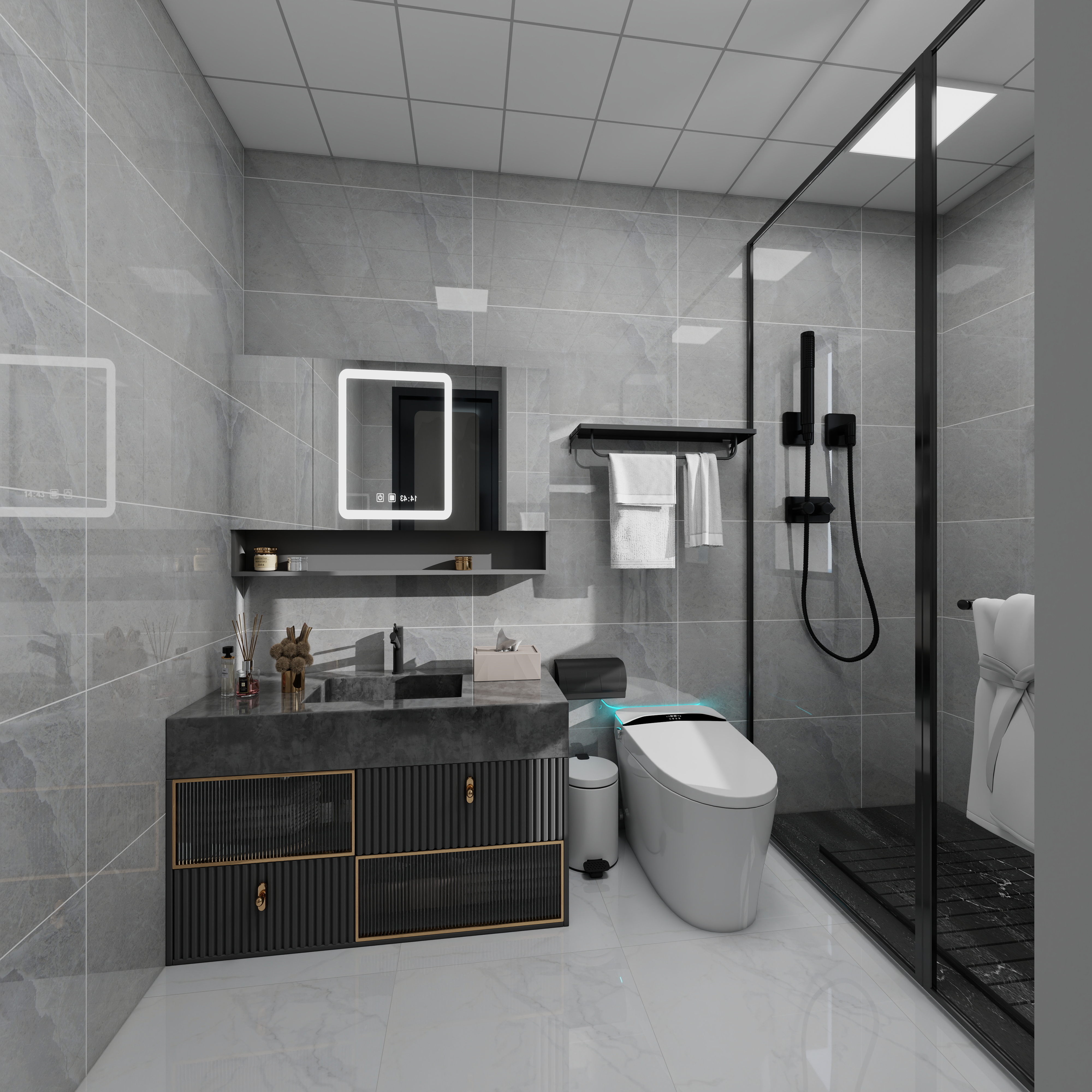 1372*OKbJ-广州华商职业学院 - 邵天杰一层卫生间装修效果图第4张