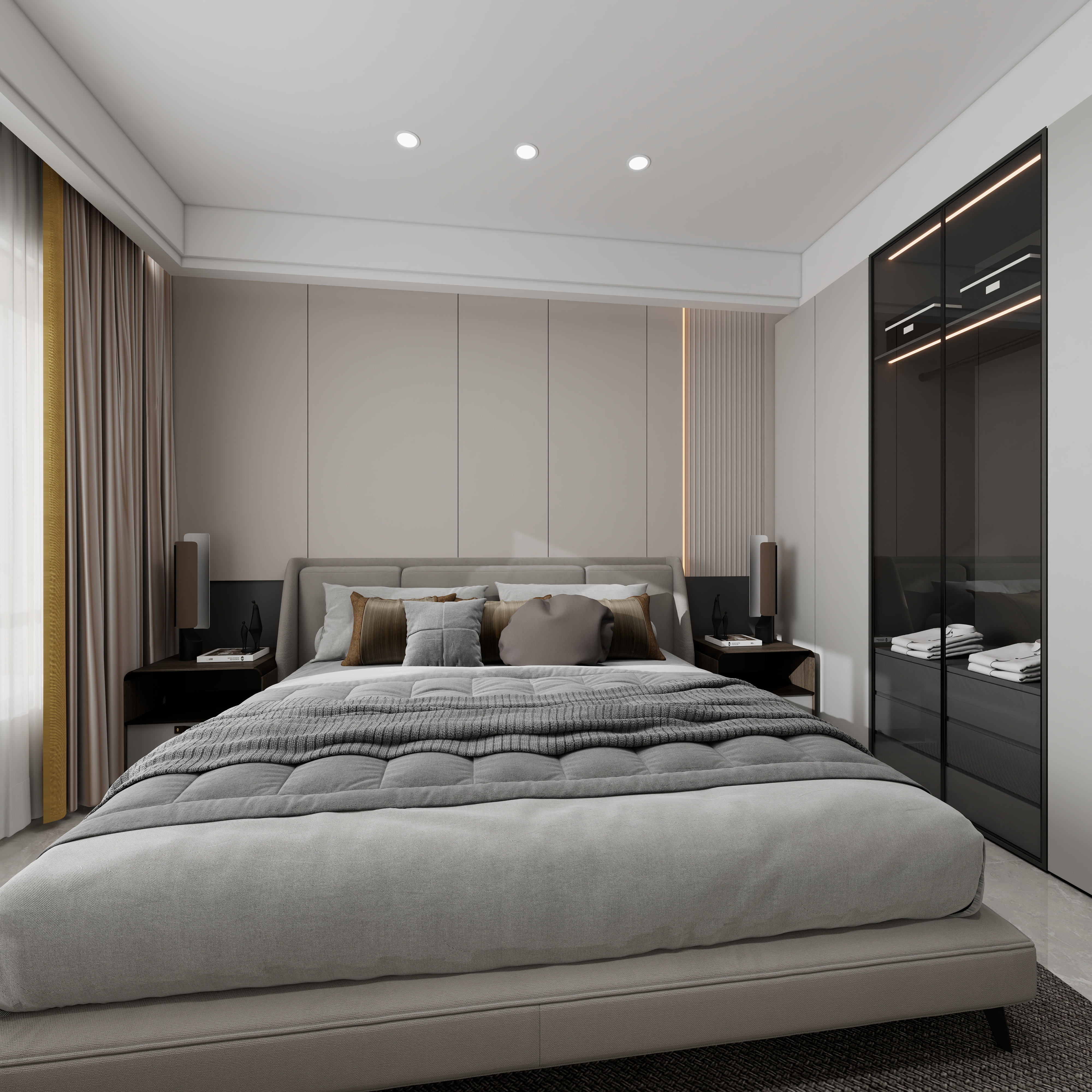 1372*OKbJ-广州华商职业学院 - 邵天杰一层主卧装修效果图第4张