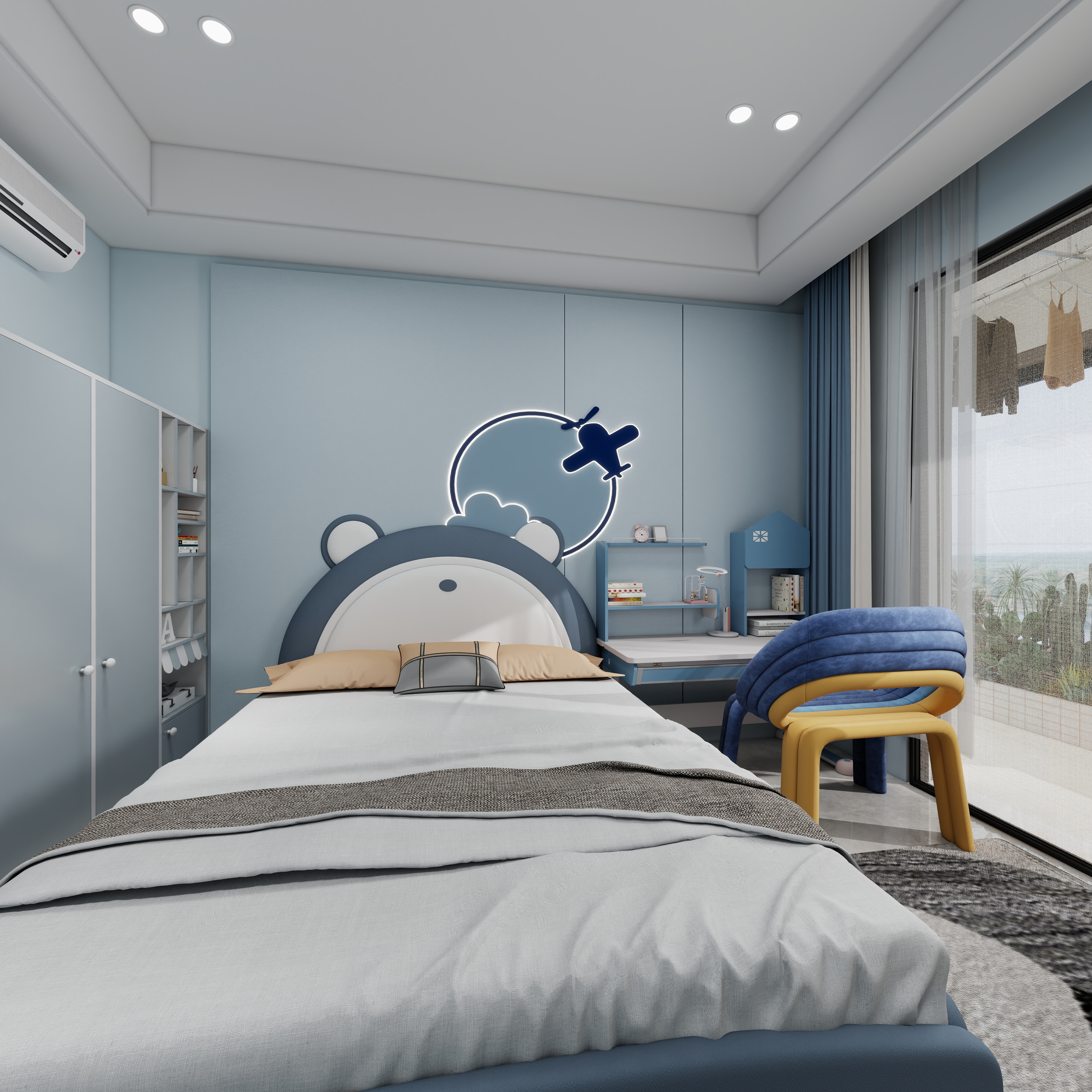 1372*OKbJ-广州华商职业学院 - 邵天杰一层儿童房装修效果图第4张