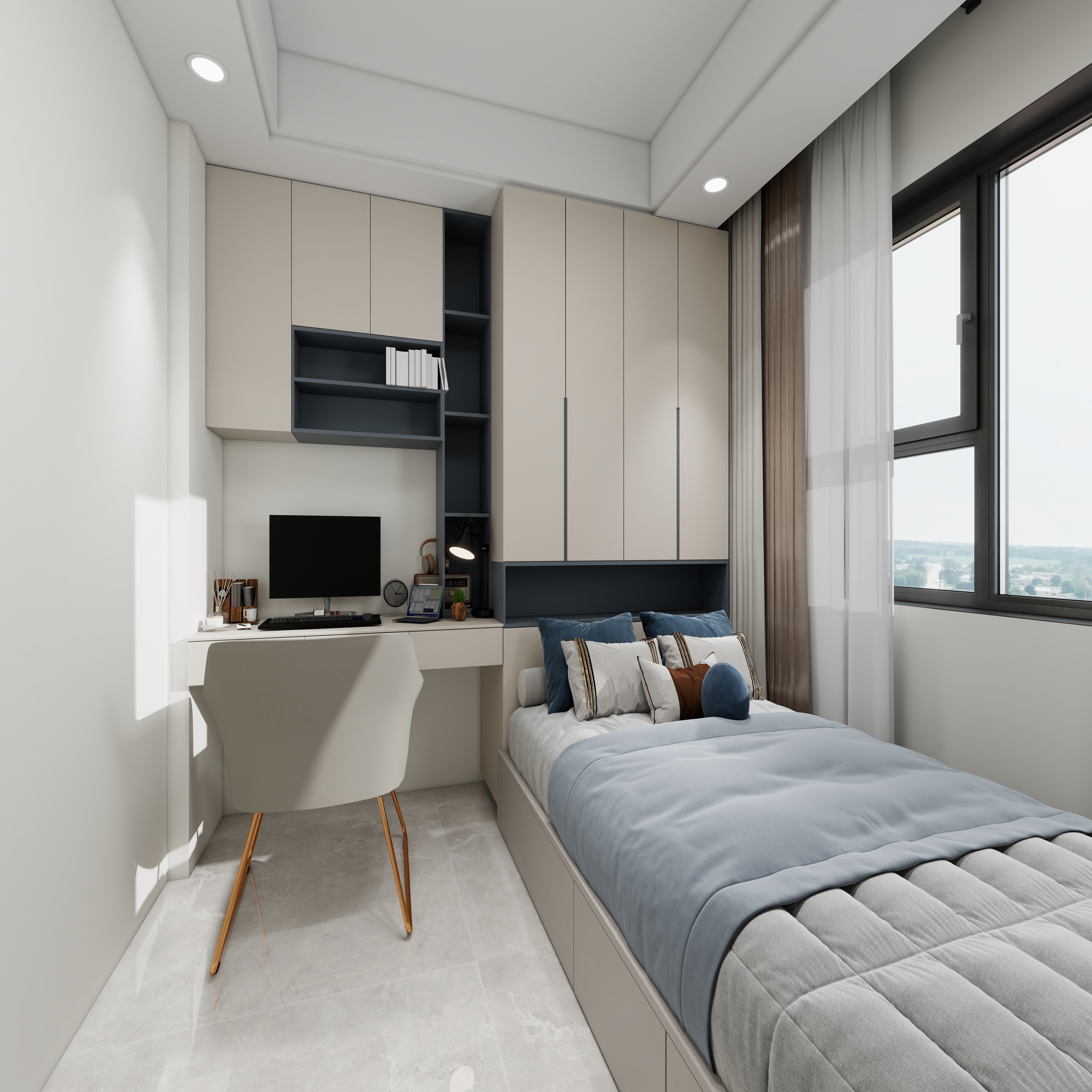 1372*OKbJ-广州华商职业学院 - 邵天杰一层次卧装修效果图第4张