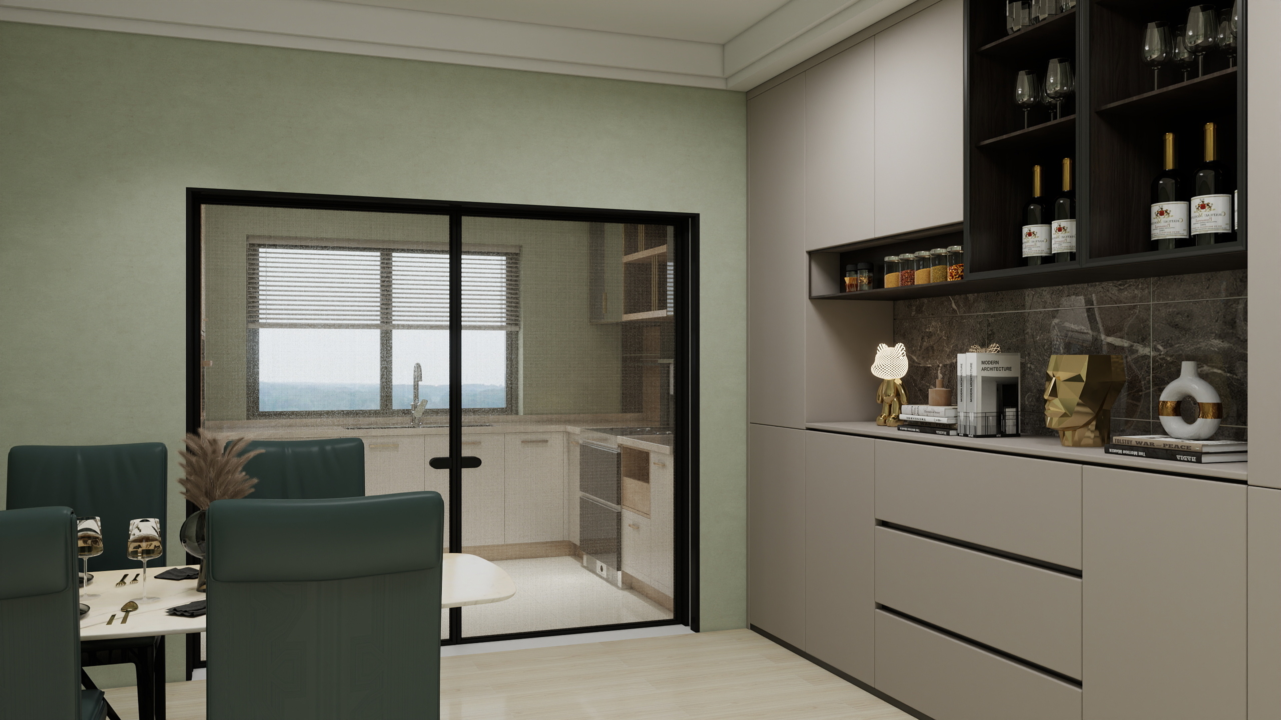 厙厾-138㎡3室一层客餐厅装修效果图第5张