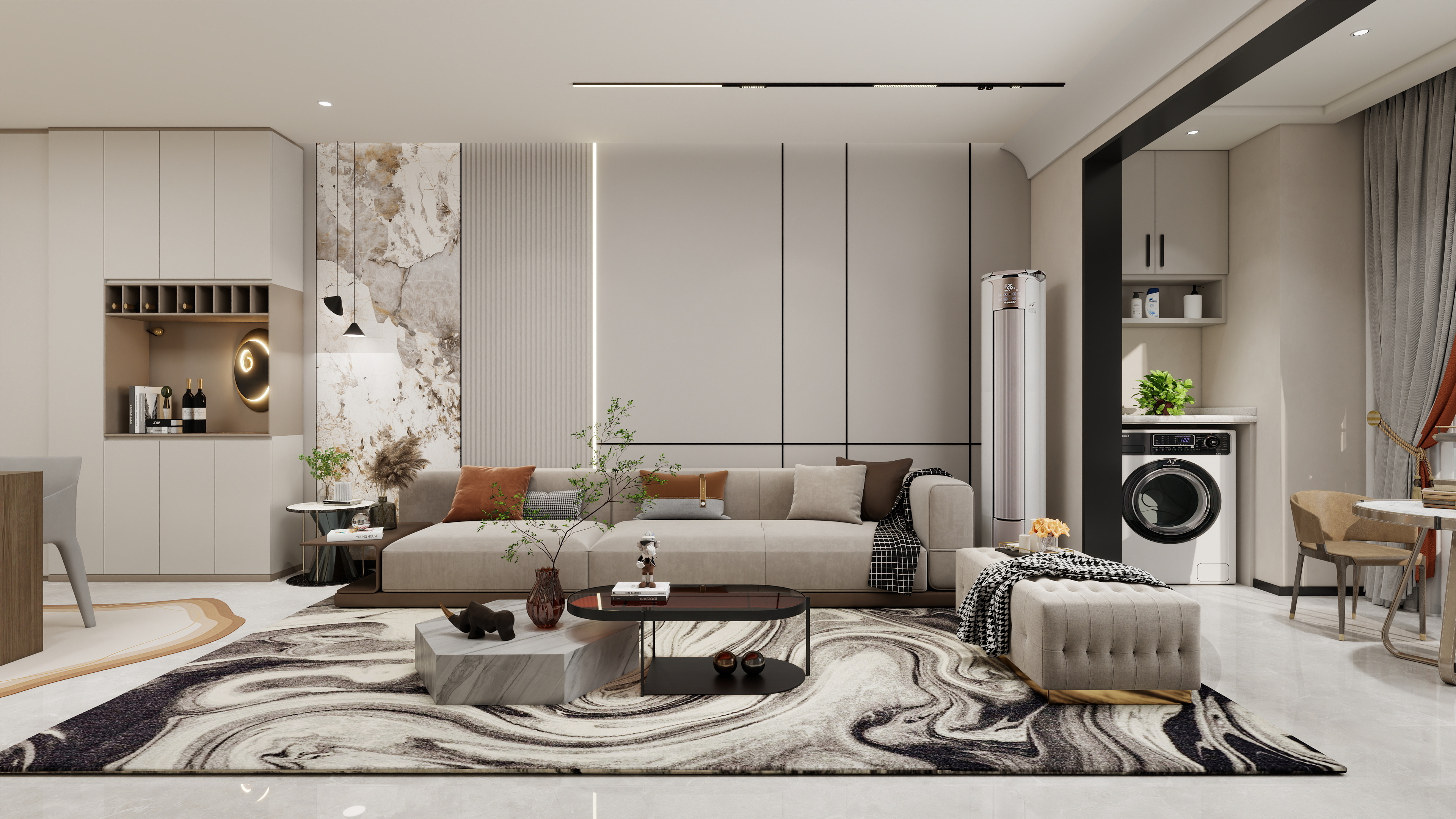 星空设计500一套-现代简约100㎡3室装修效果图