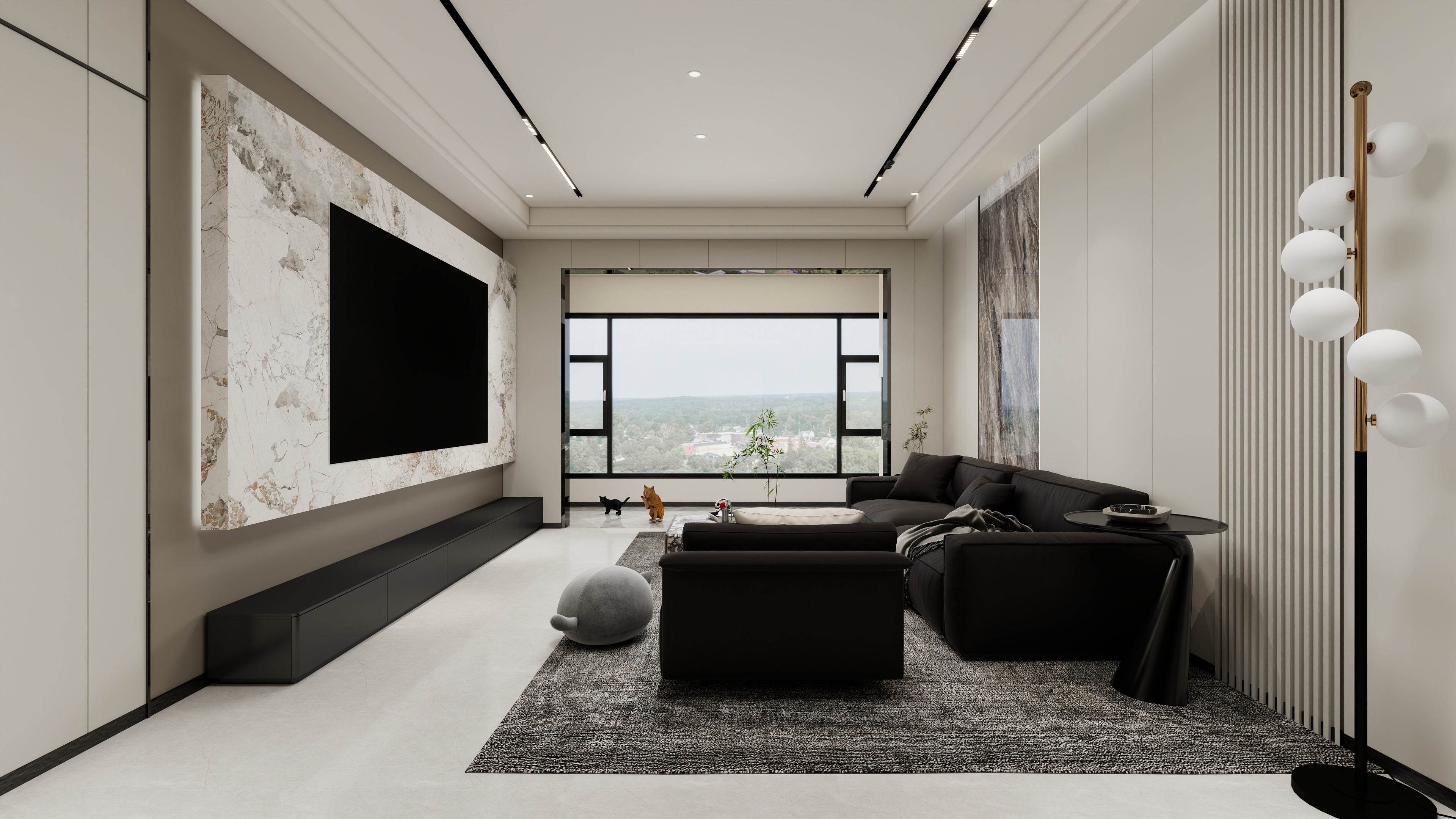 星空设计500一套-现代简约122㎡3室装修效果图