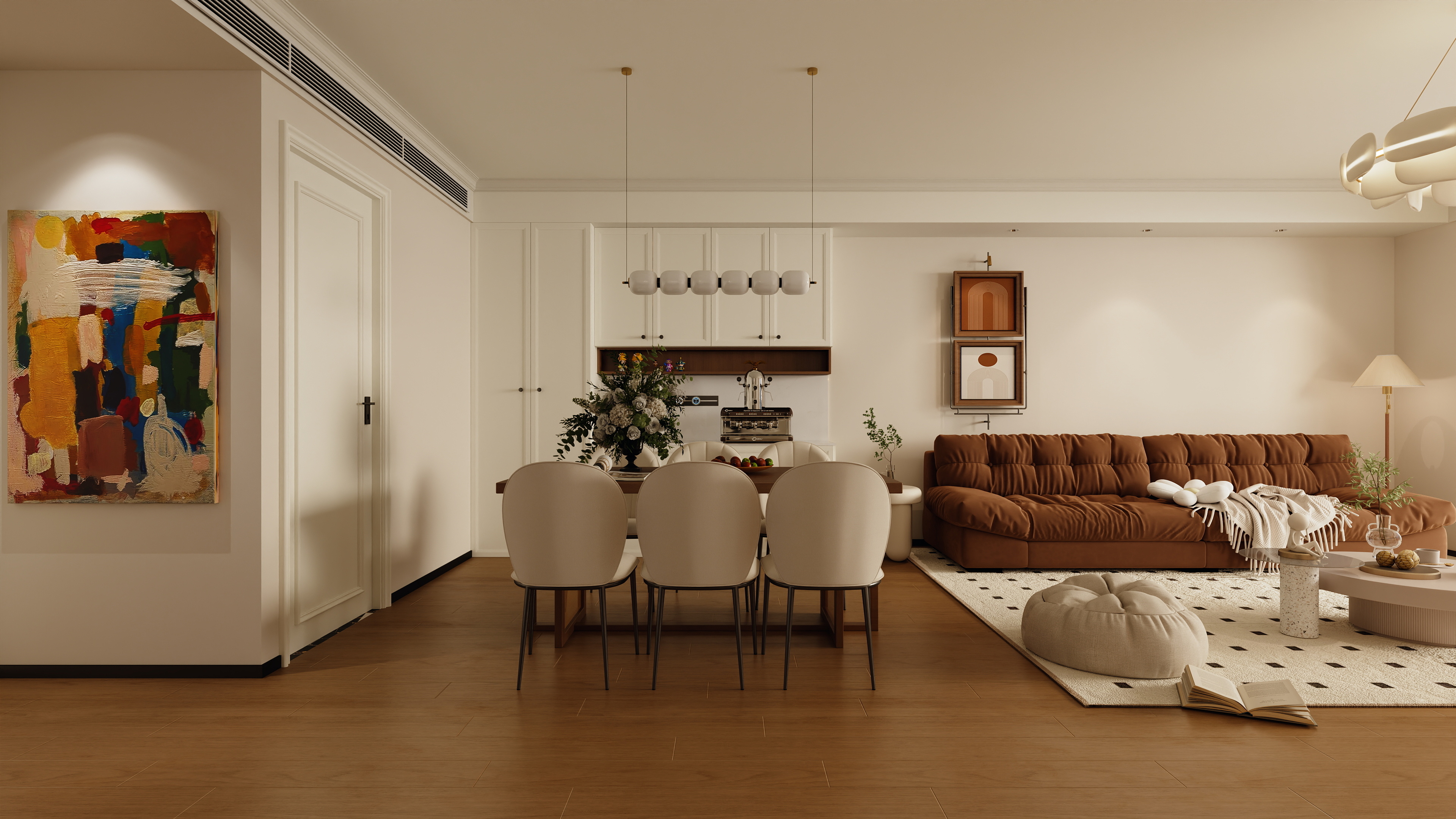 星空设计500一套-奶油132㎡3室装修效果图