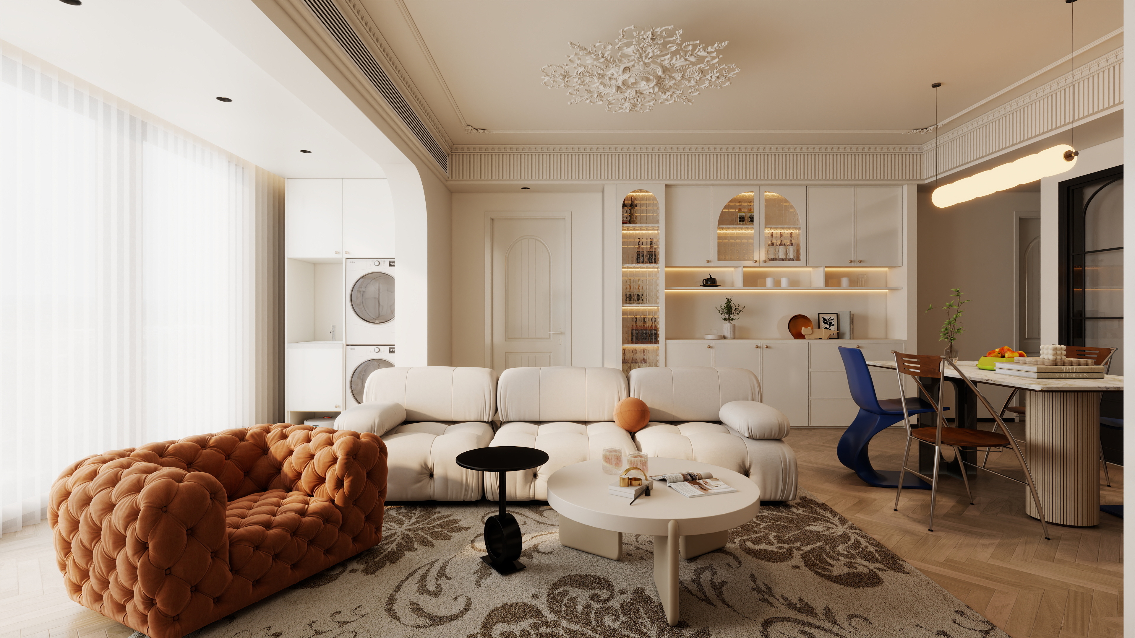 星空设计工作室design-轻法式3室装修效果图