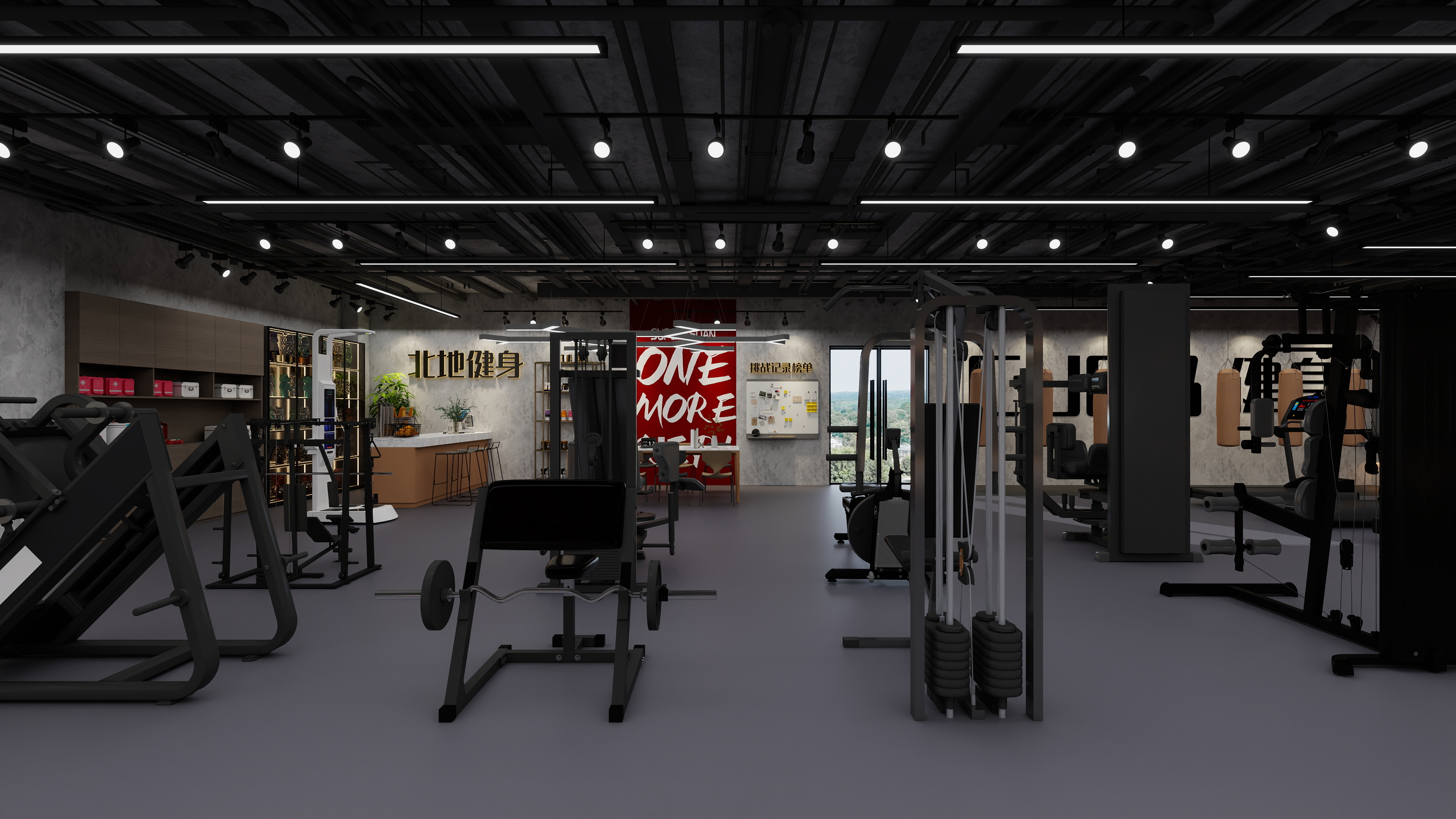 星空设计500一套-大学健身房装修效果图