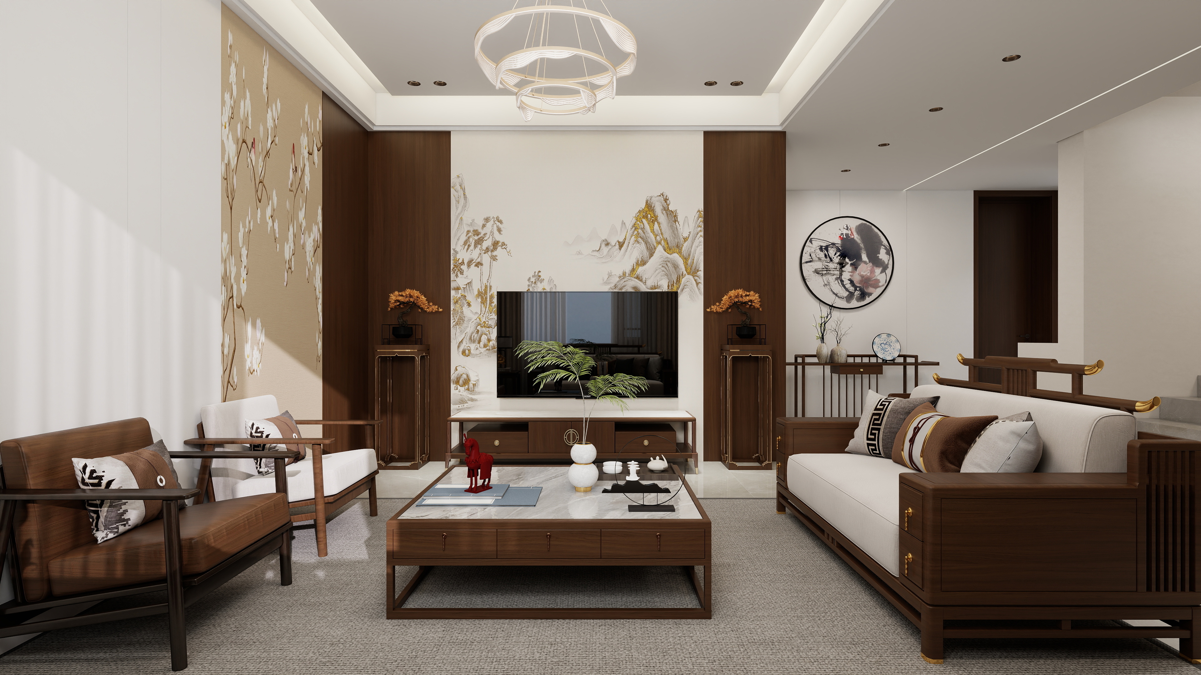 星空设计工作室design-新中式133㎡2室装修效果图