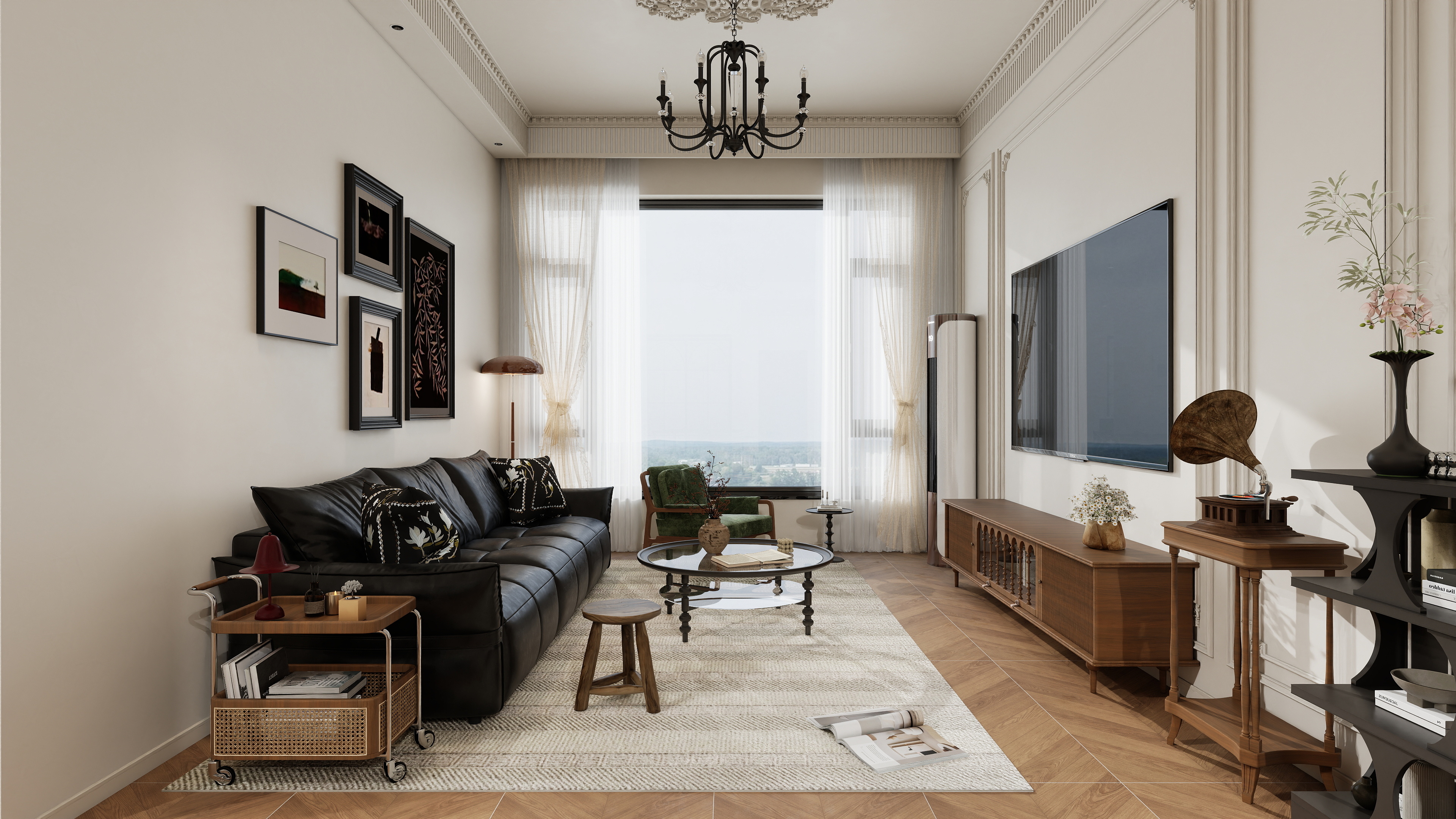 星空设计500一套-奶油95㎡3室装修效果图