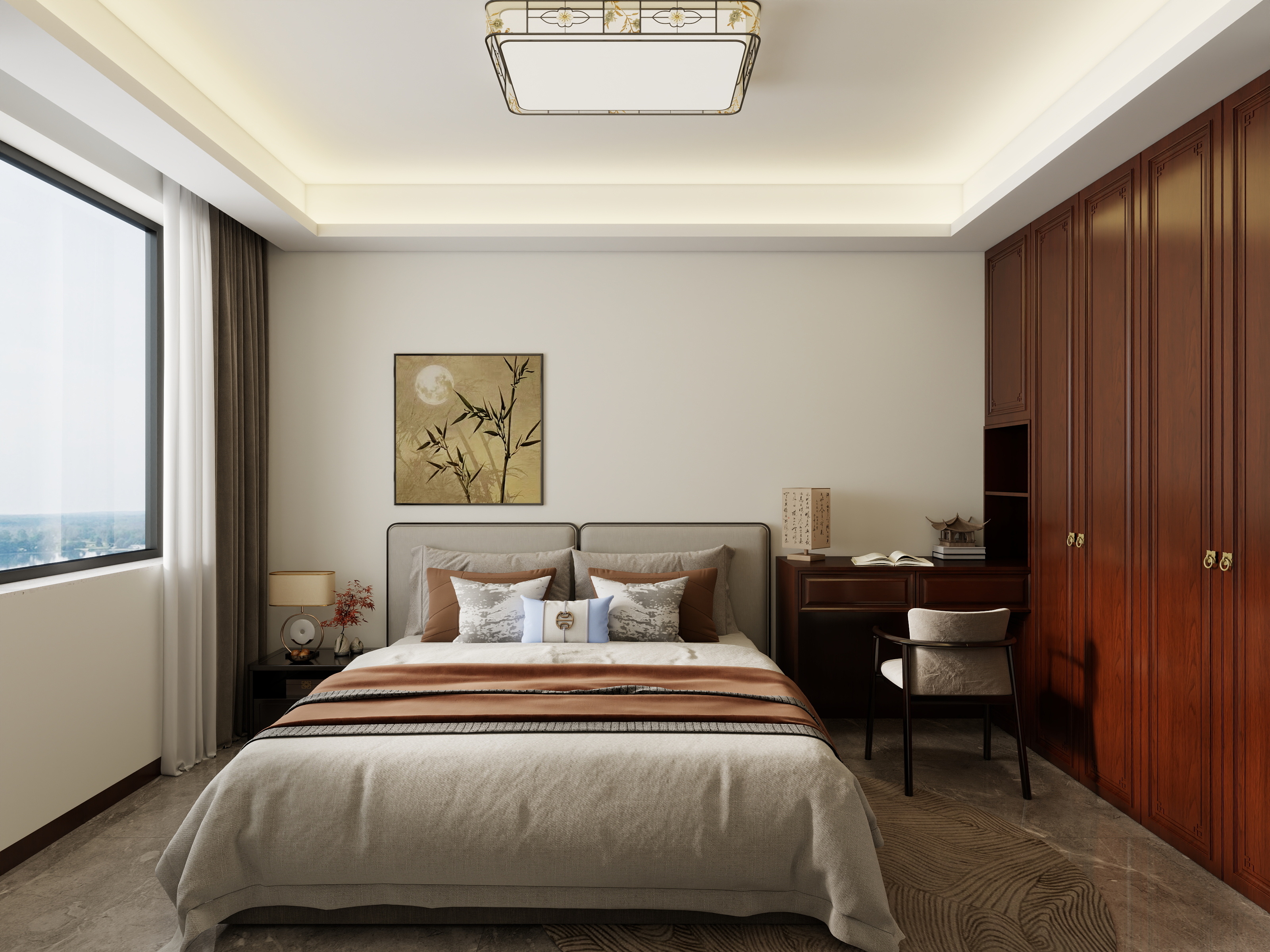 李青越-118平方新中式三居室 装修效果图