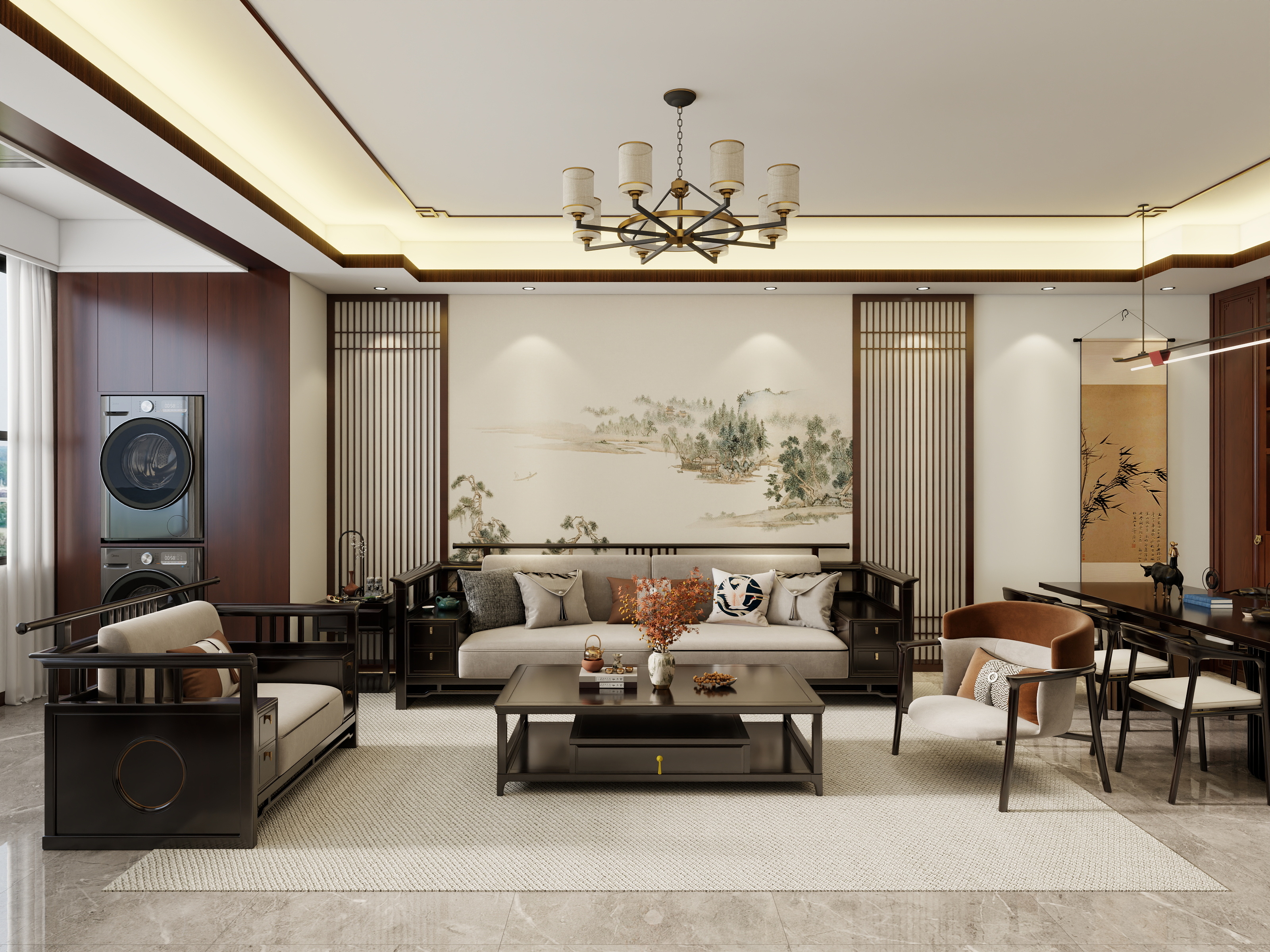 李青越-118平方新中式三居室 装修效果图