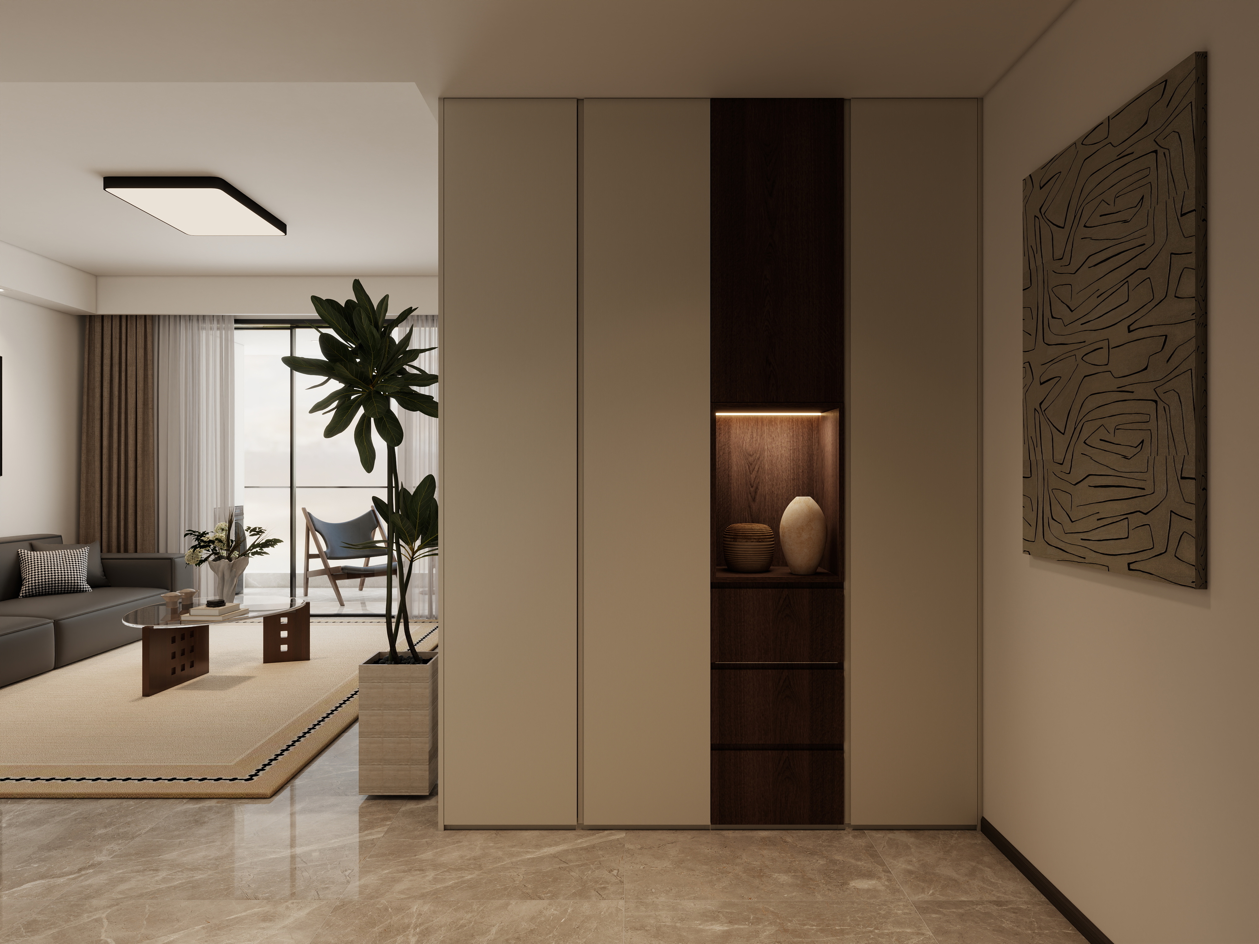 孙有权-『2025-11』127平丨现代简约精装房一层客餐厅装修效果图第2张