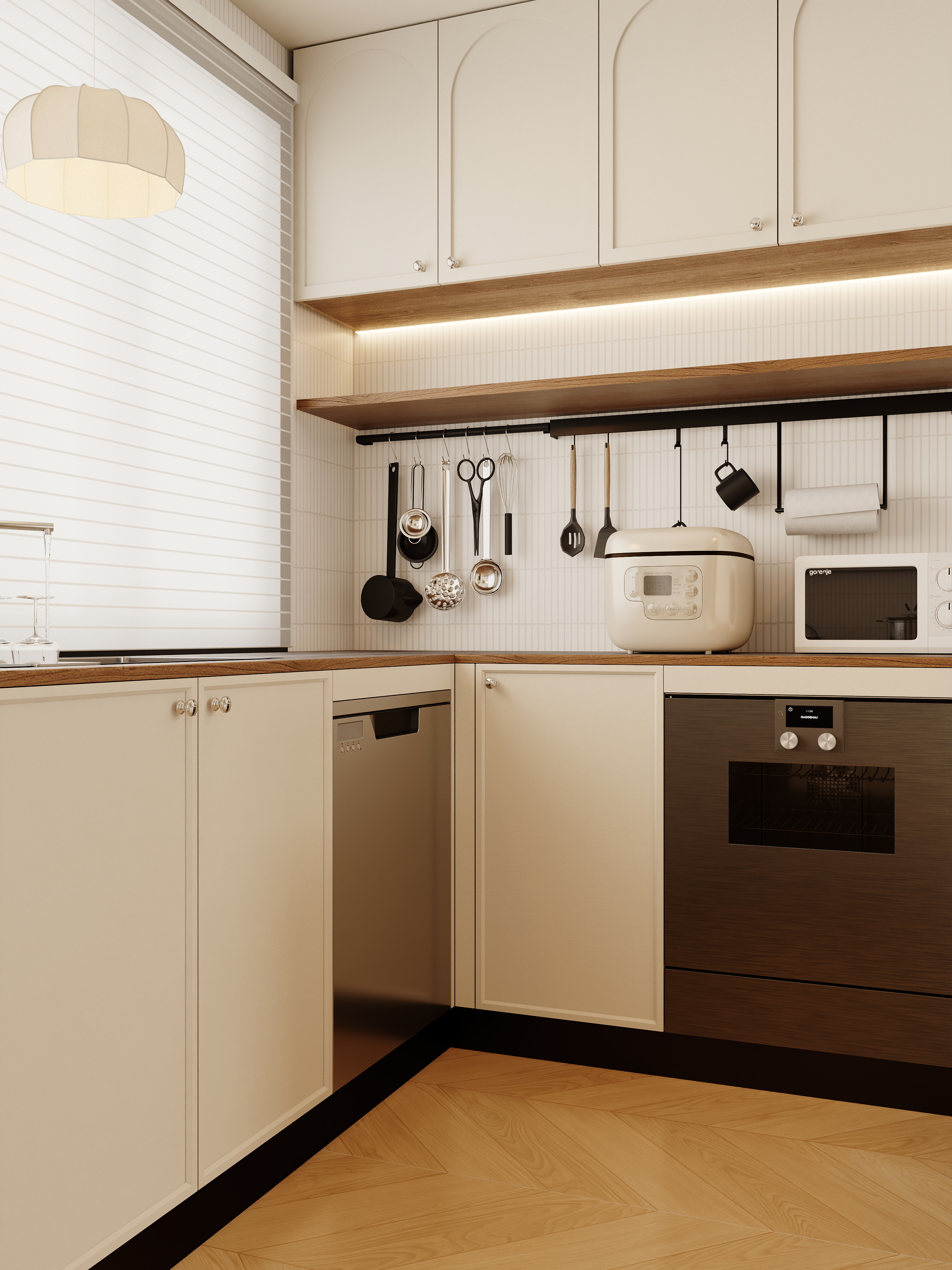 设计师1朱工-法式奶油一层厨房装修效果图第1张