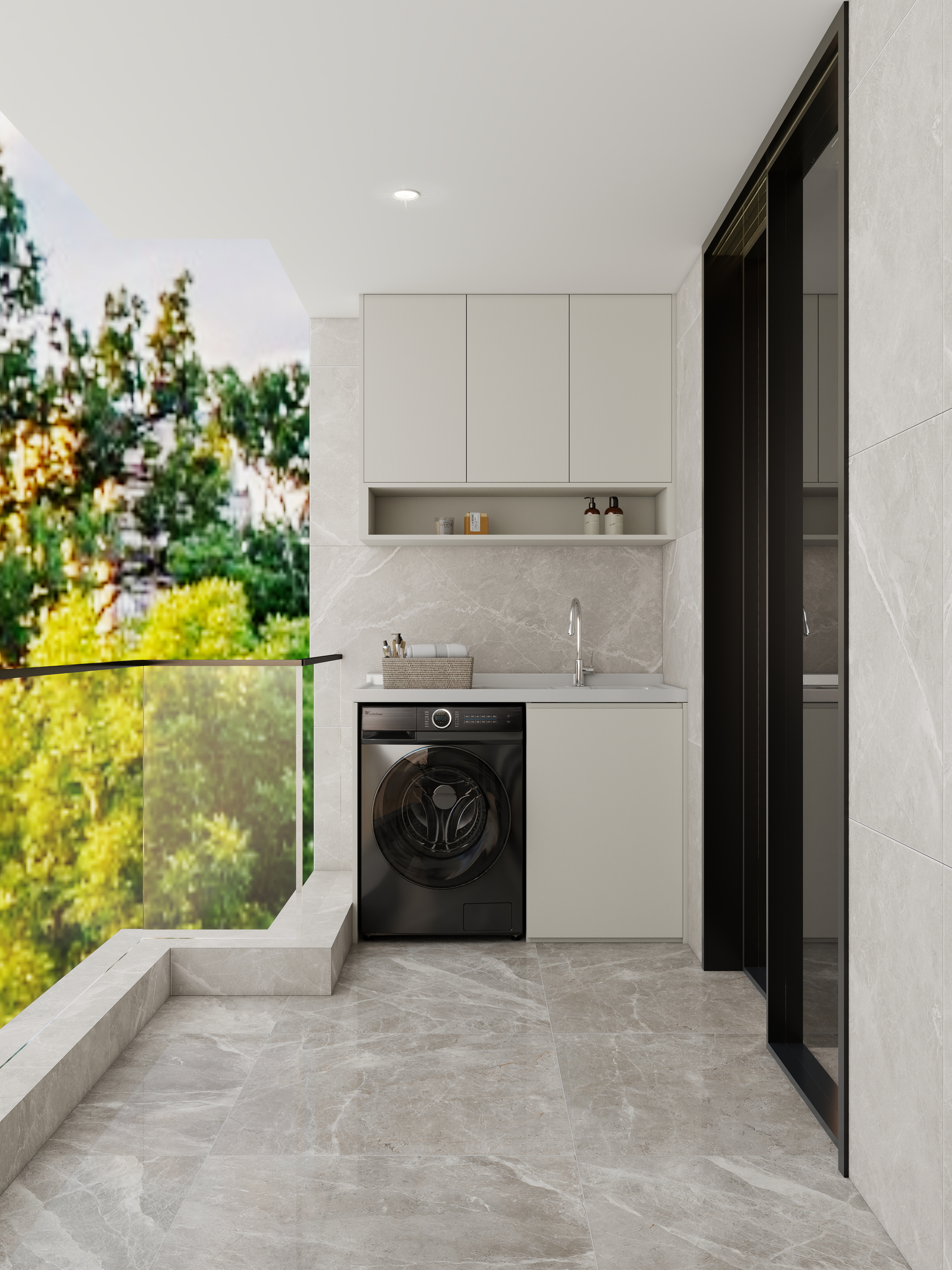 孙有权-『2025-11』127平丨现代简约精装房一层阳台装修效果图第1张