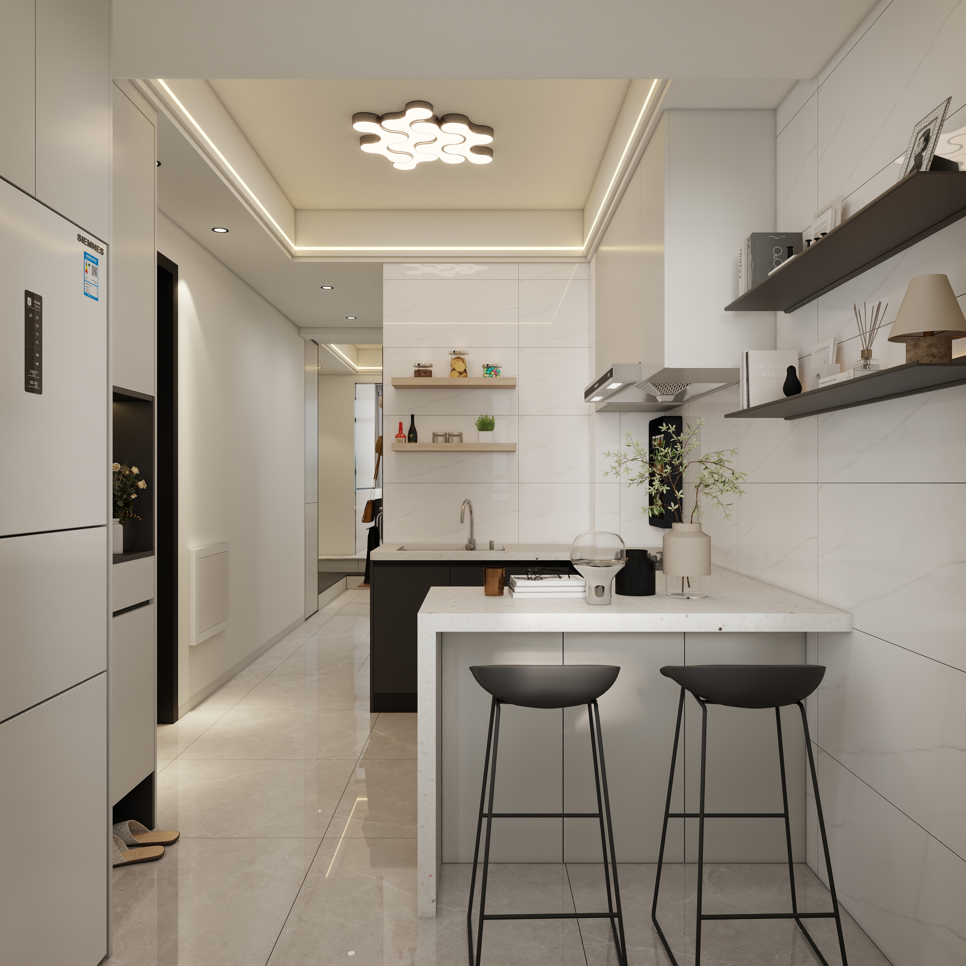 李青越-50平方黑白灰两居室装修效果图