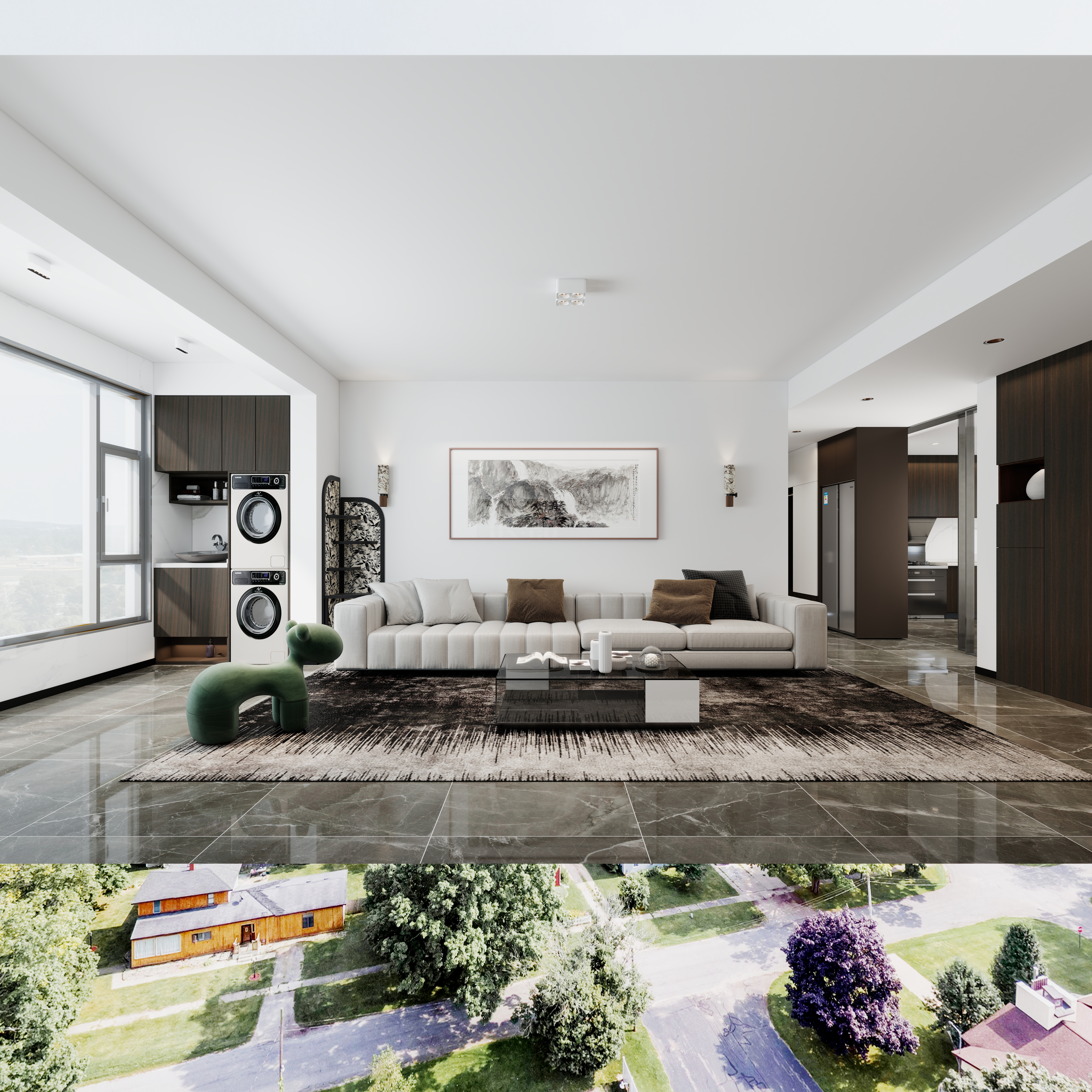 设计师小辉哥-117㎡2室现代中式（新中式）一层客餐厅装修效果图第5张