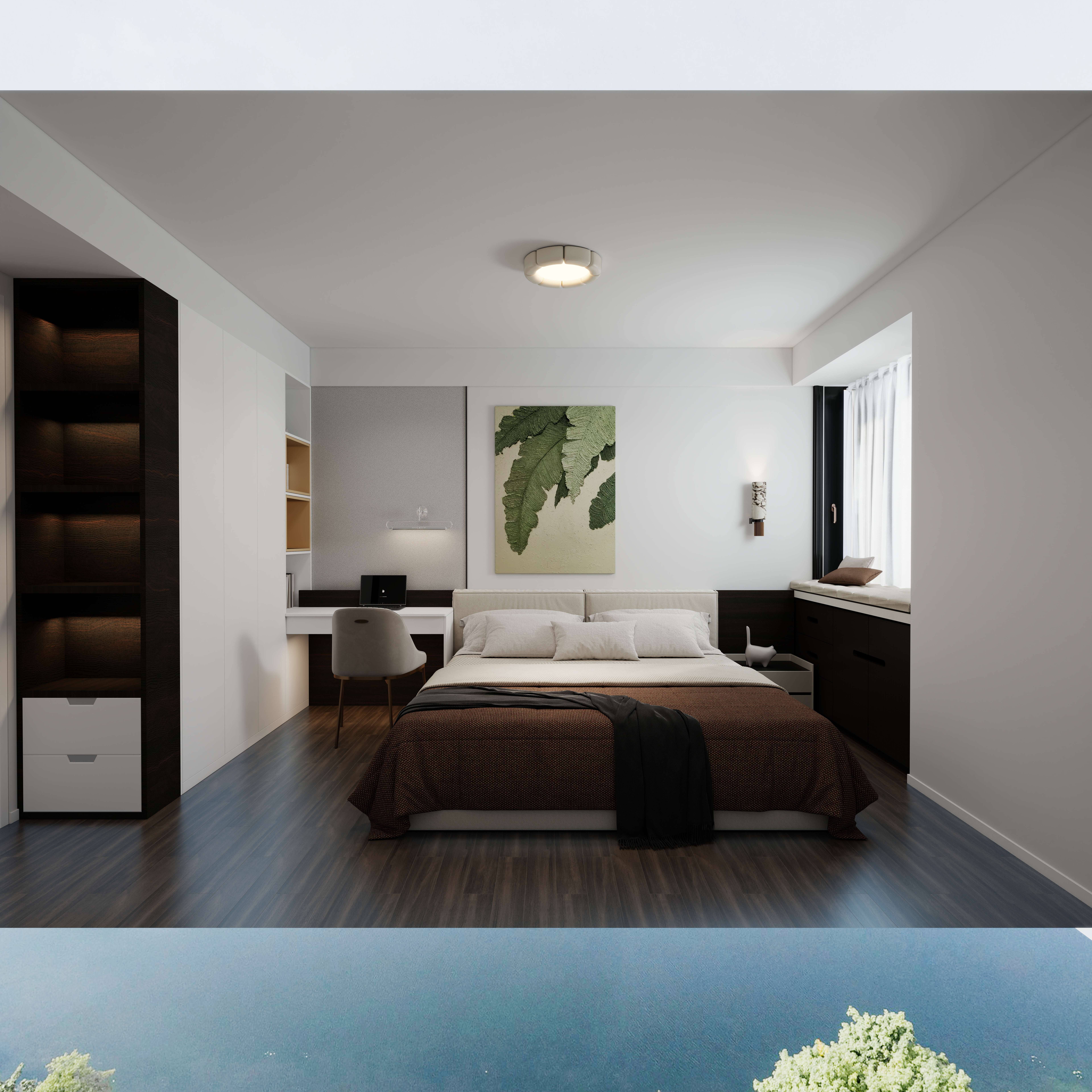 设计师小辉哥-117㎡2室现代中式（新中式）一层主人房装修效果图第1张