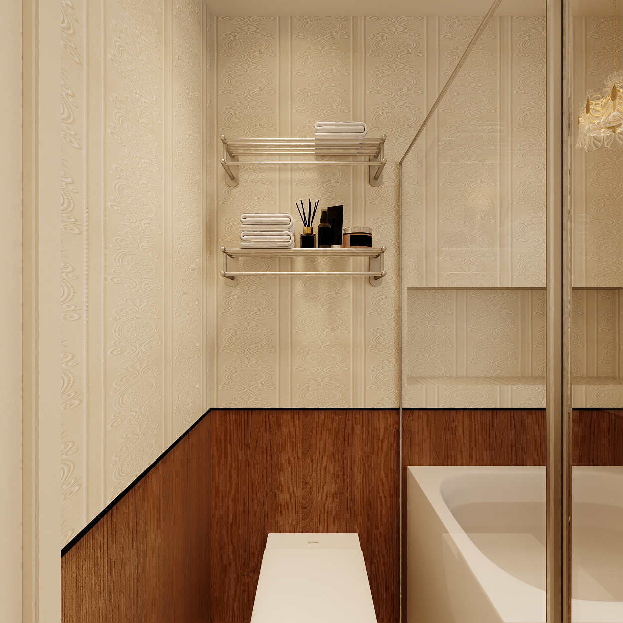 设计师1朱工-法式奶油一层卫生间装修效果图第2张