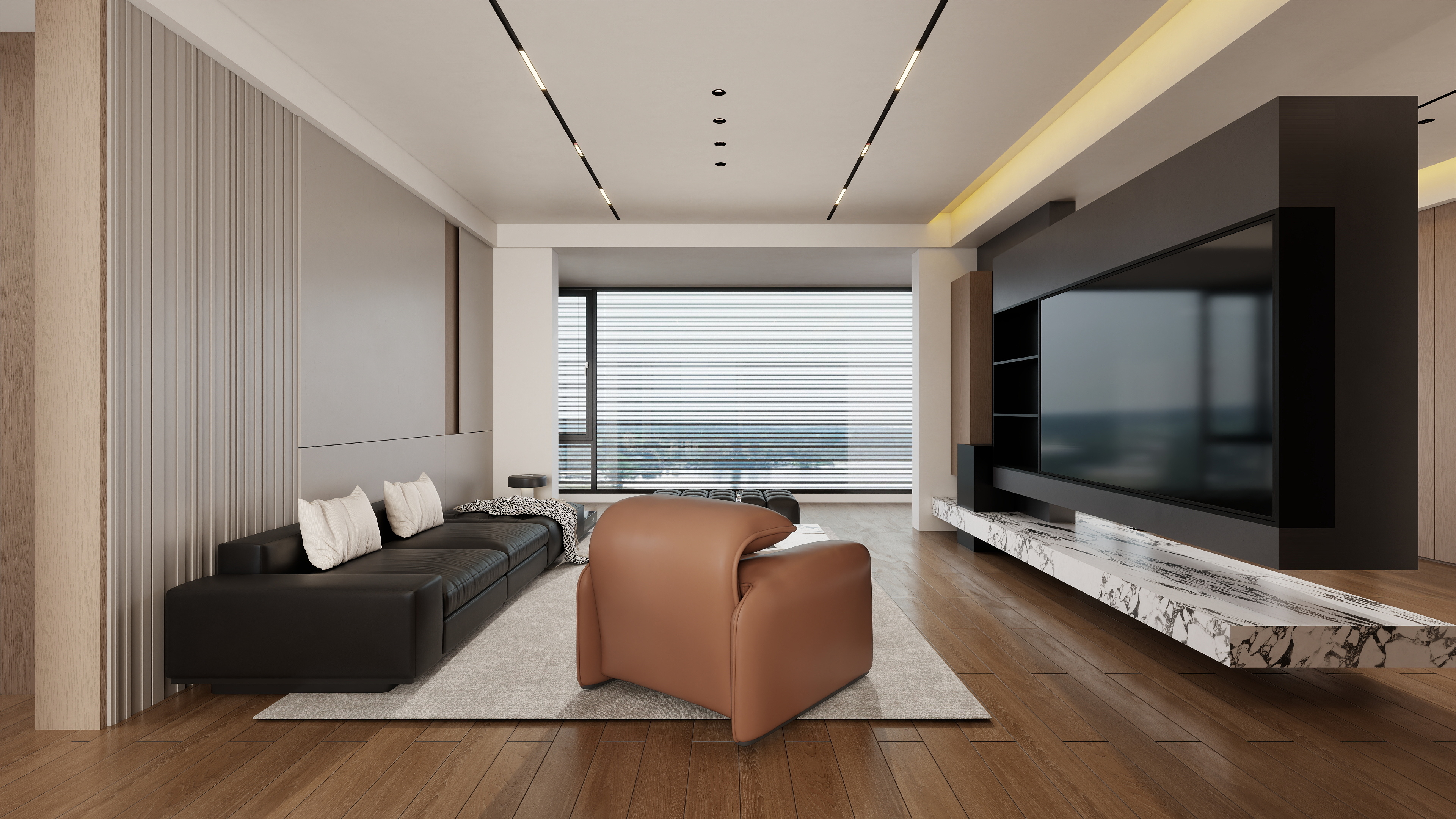 星空设计500一套-现代简约144㎡3室装修效果图