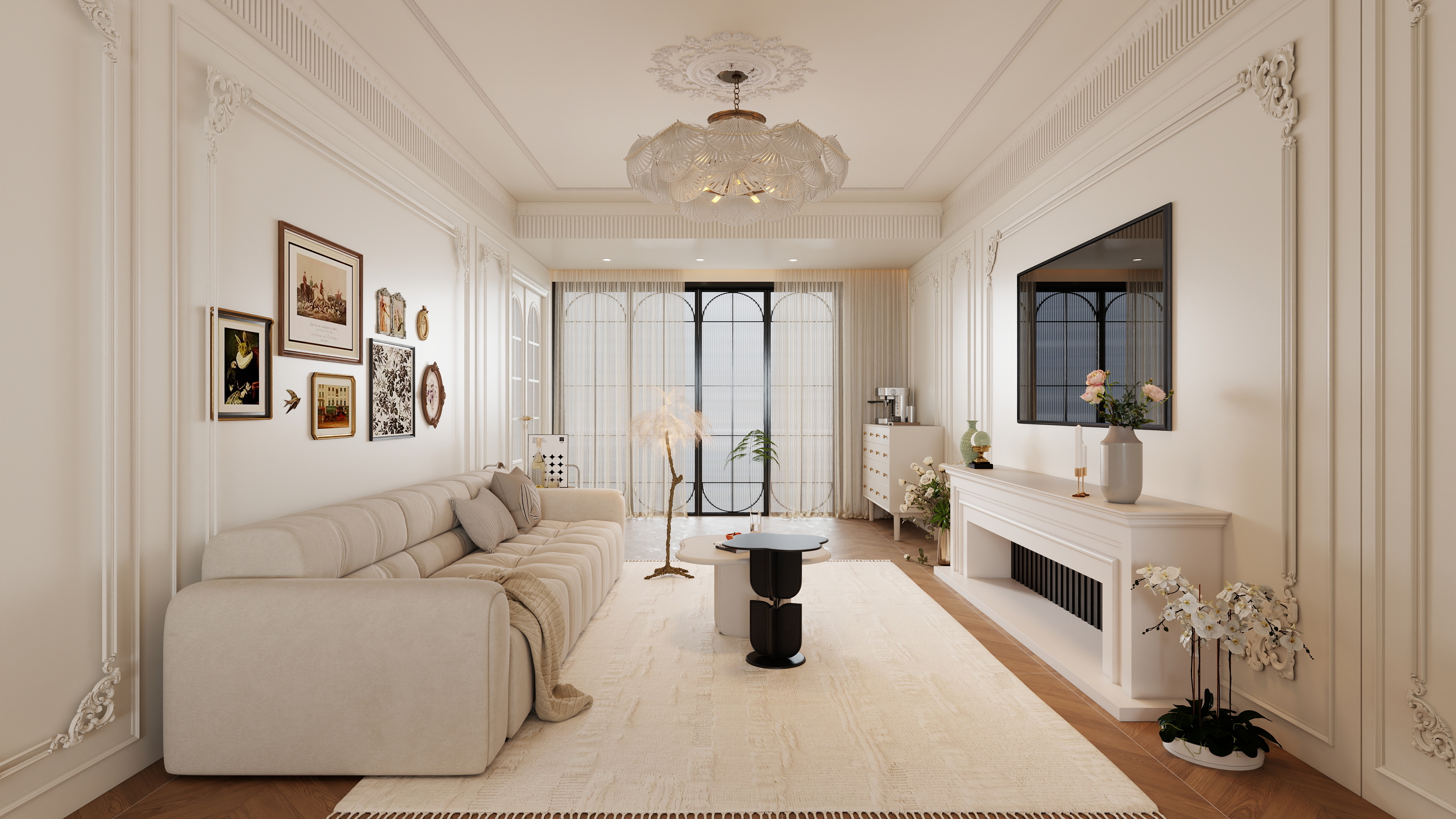 星空设计工作室design-法式奶油风110㎡装修效果图