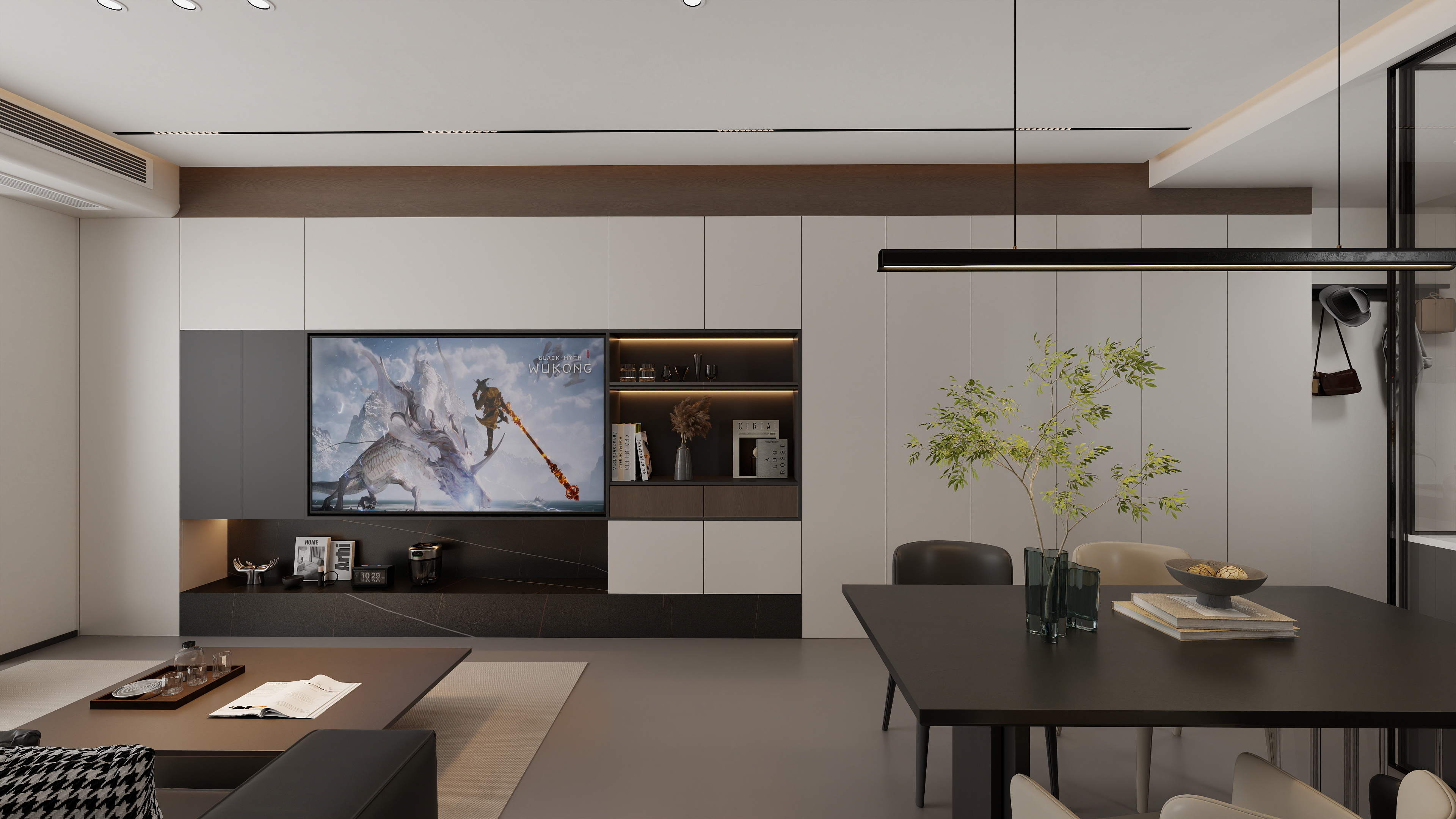 Qiao-设计师-现代黑白客餐厅-装修设计方案