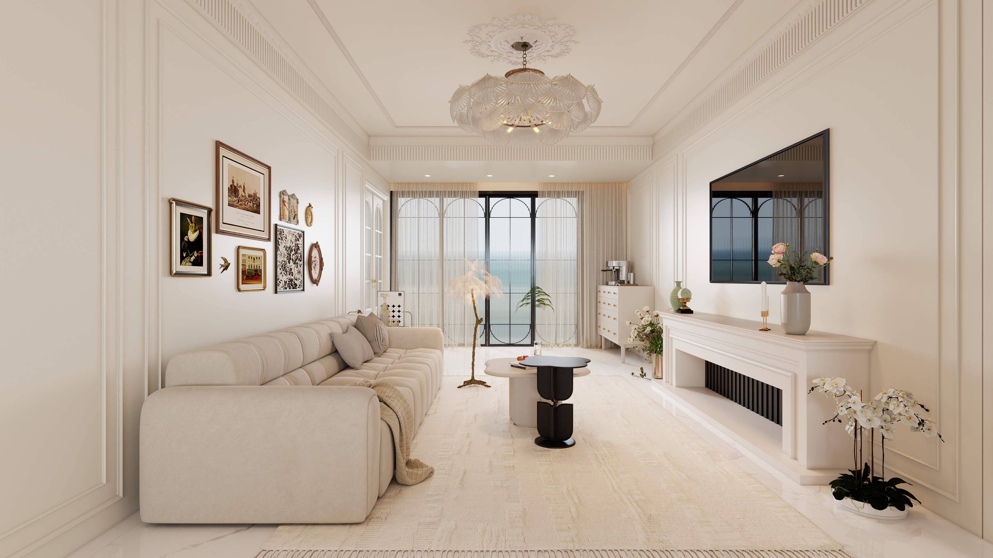 星空设计500一套-法式奶油风3室-装修设计方案