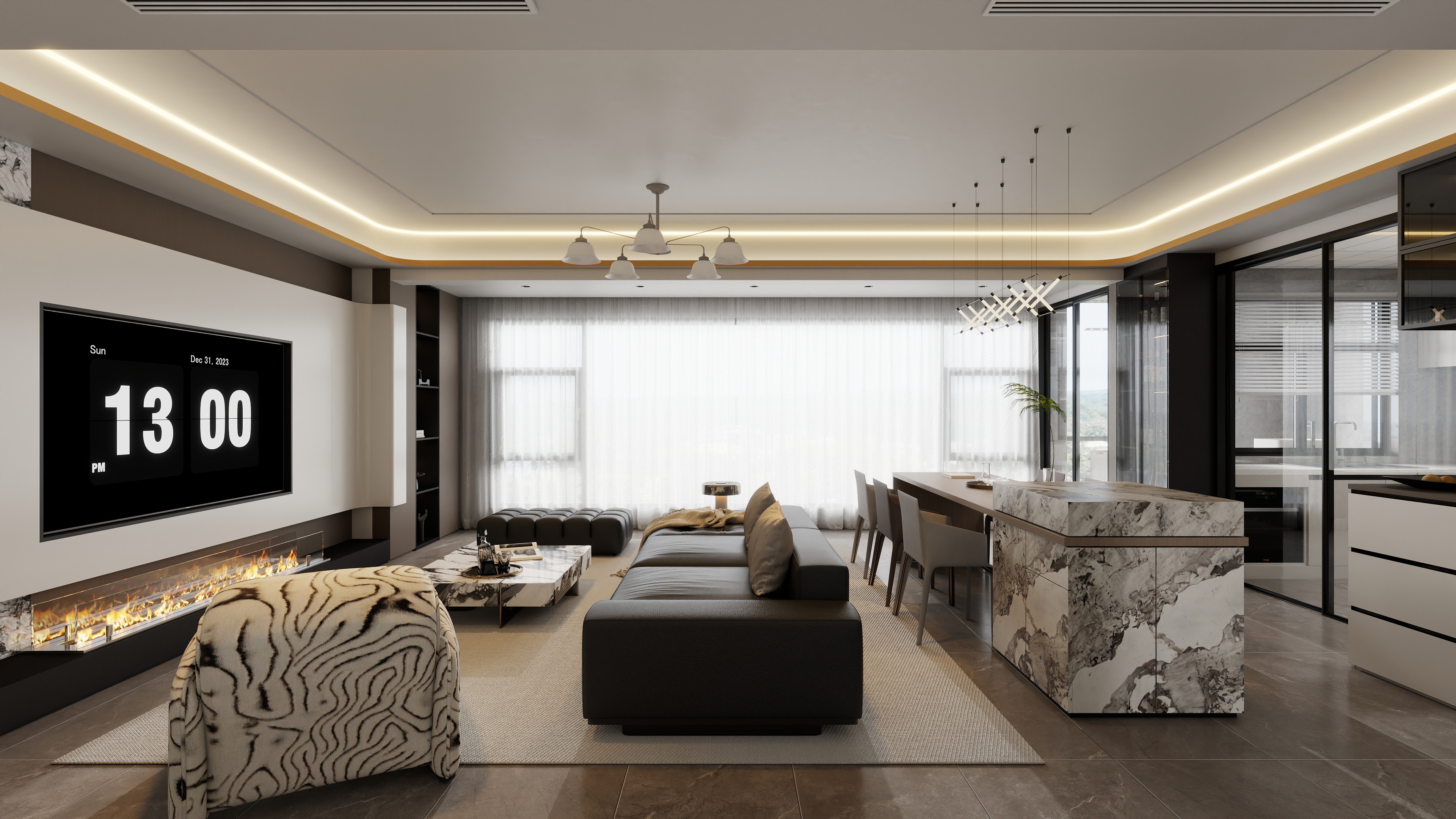 星空设计500一套-意式136㎡4室装修效果图