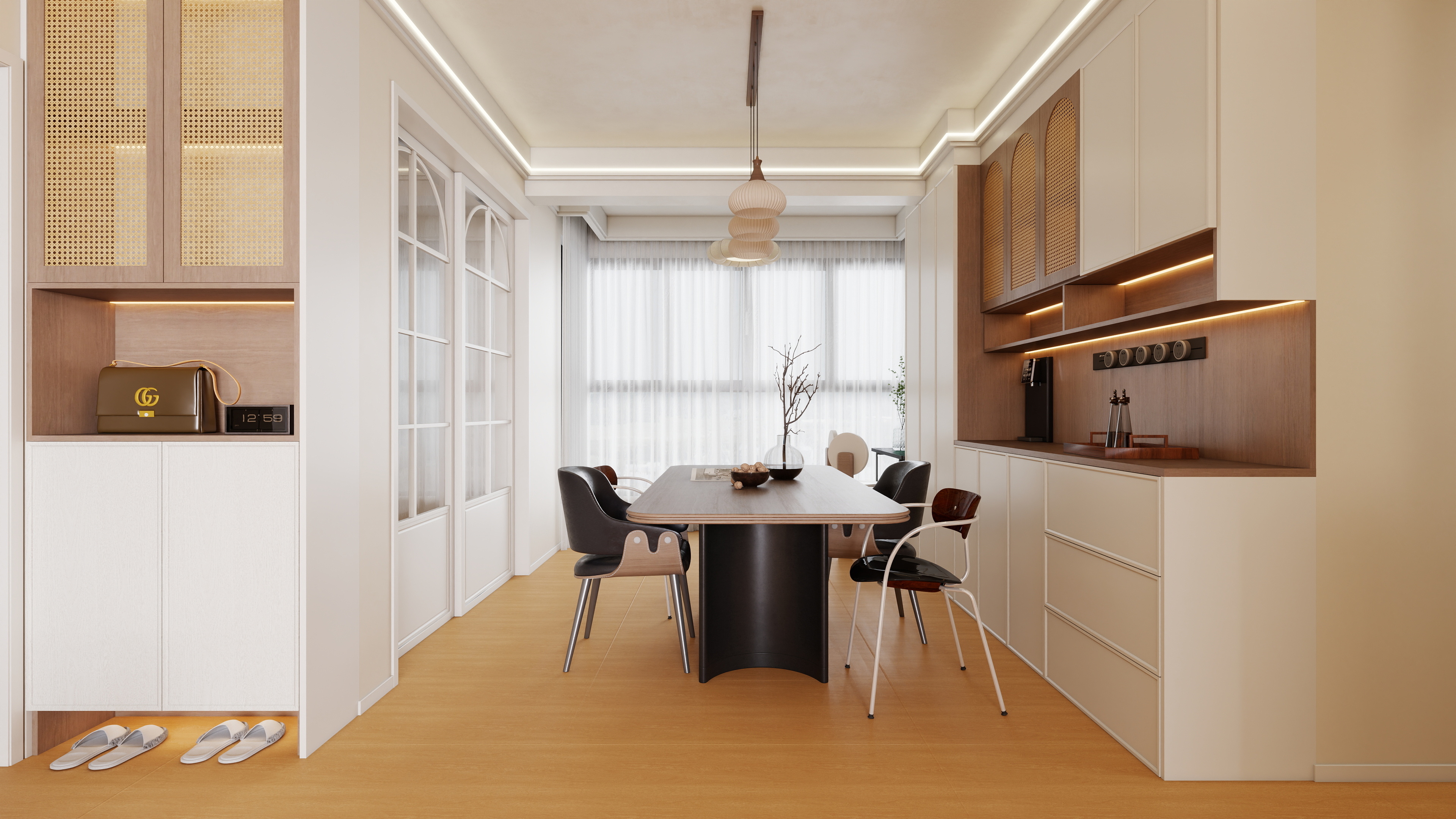 星空设计500一套-116平奶油中古风3室装修效果图