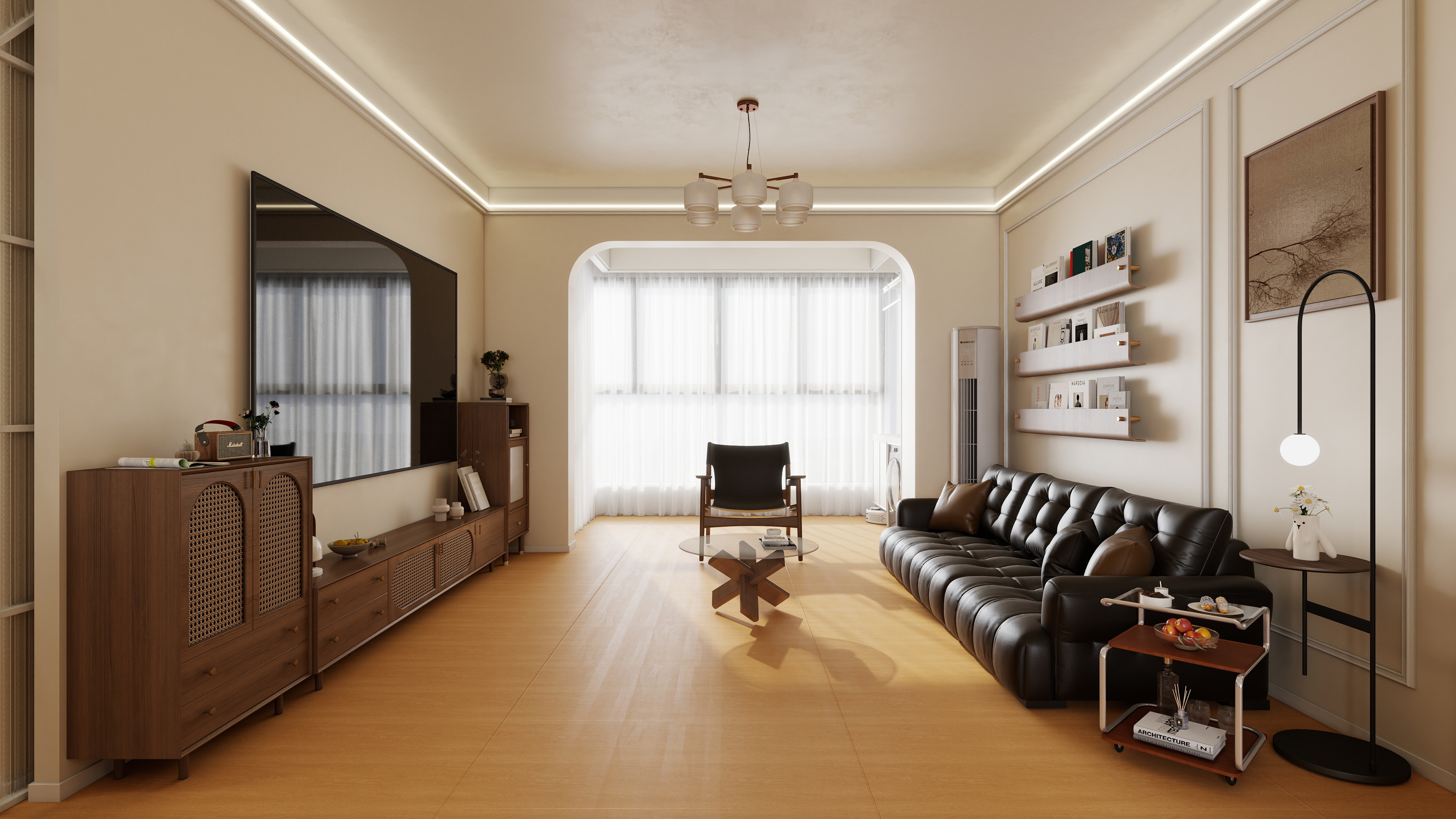 星空设计工作室design-116平奶油中古风3室装修效果图