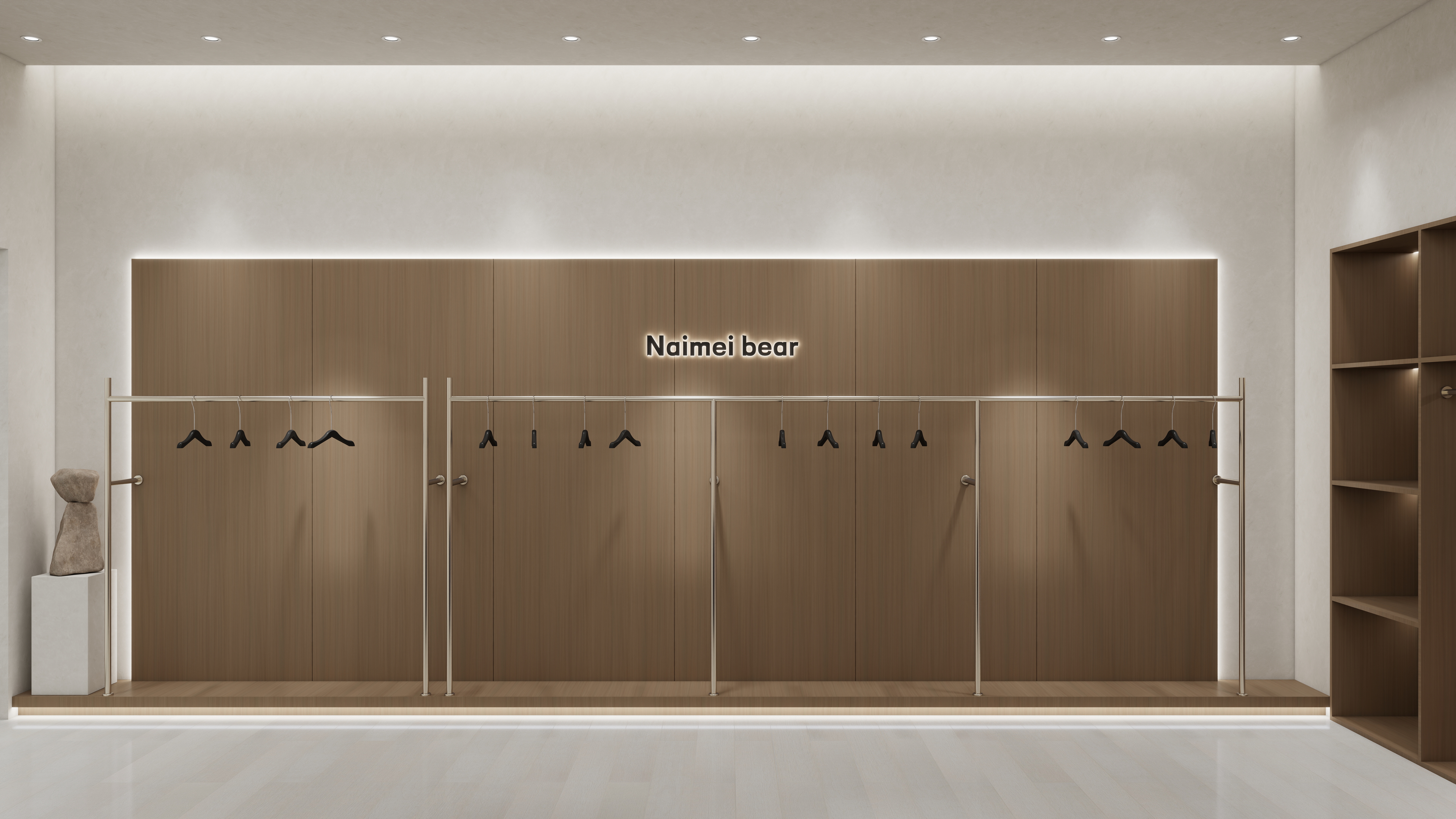 阿凌设计-奈美熊-服装展厅一层展厅装修效果图第2张