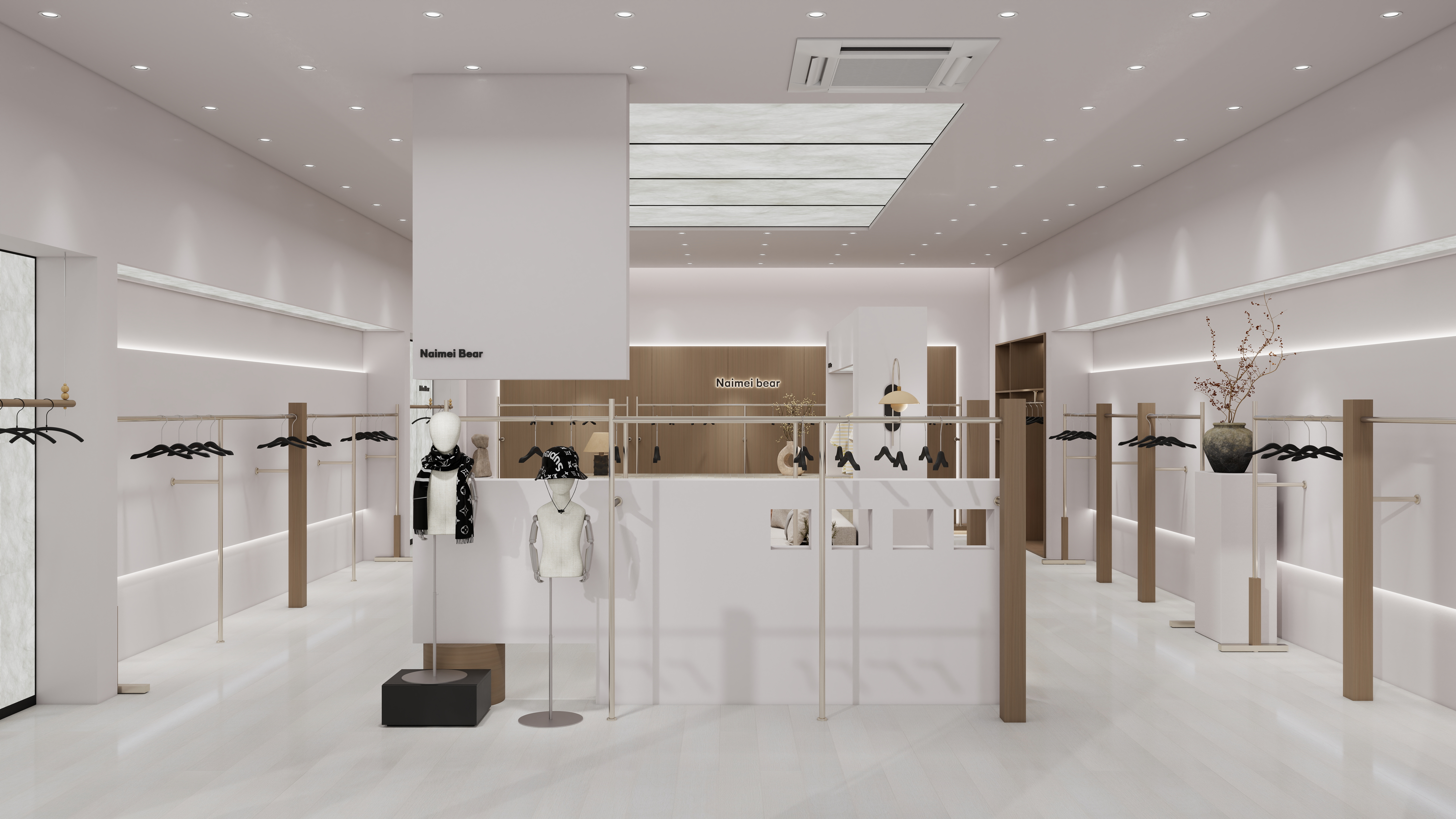 阿凌设计-奈美熊-服装展厅一层展厅装修效果图第3张