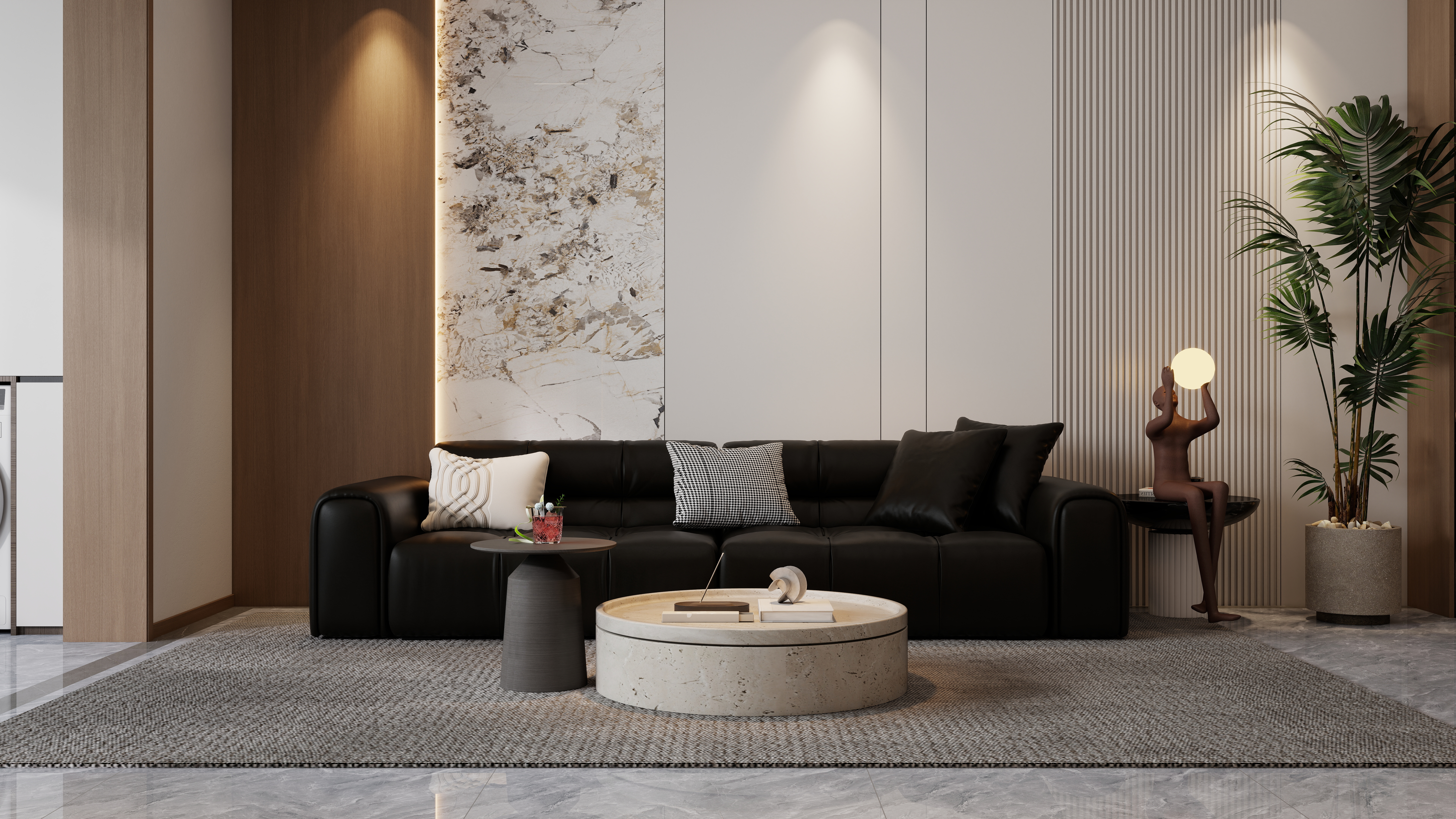 李佳洋-城市花园120平意式3室一层客餐厅装修效果图第2张