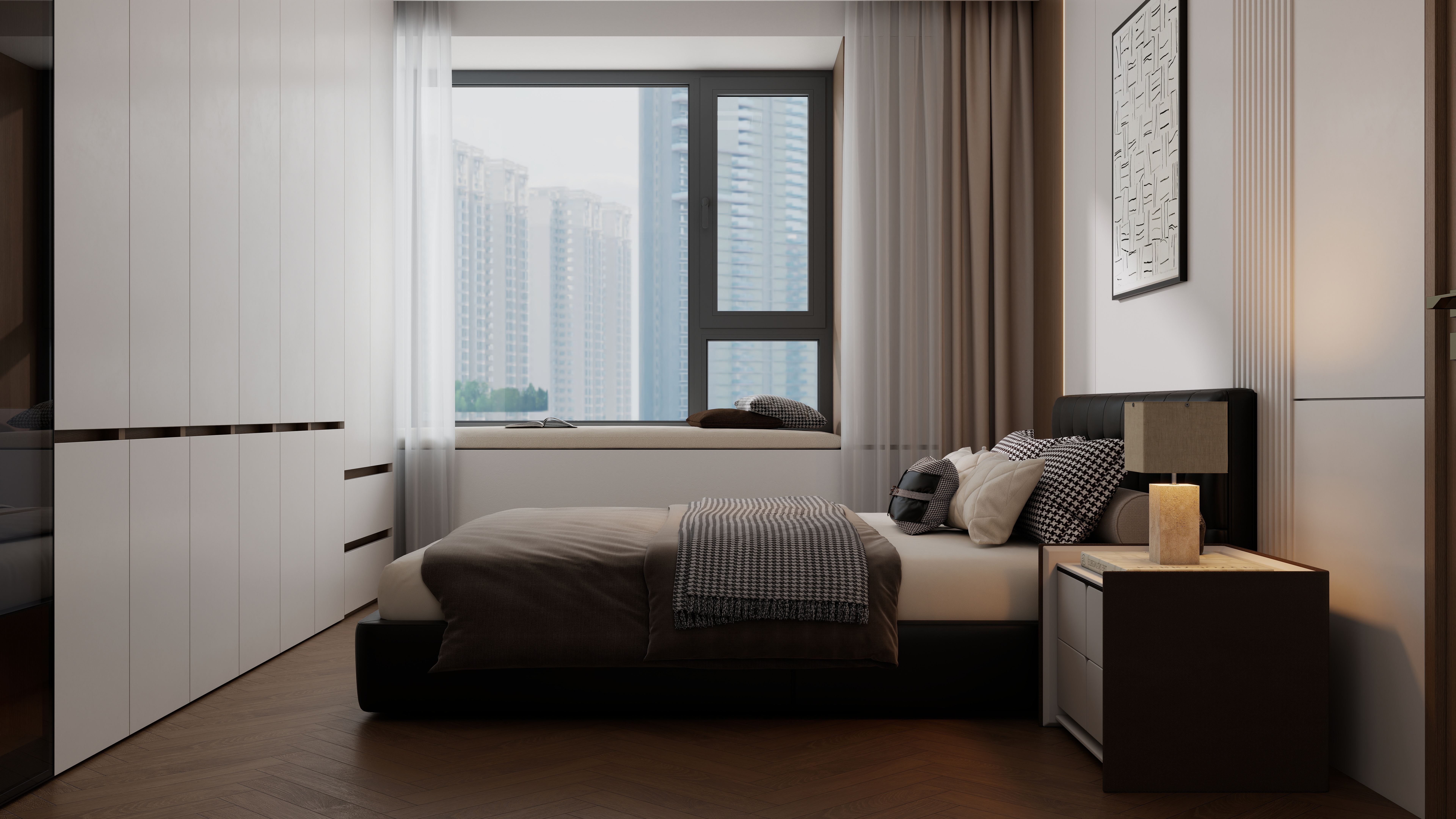 李佳洋-城市花园120平意式3室一层主卧装修效果图第2张