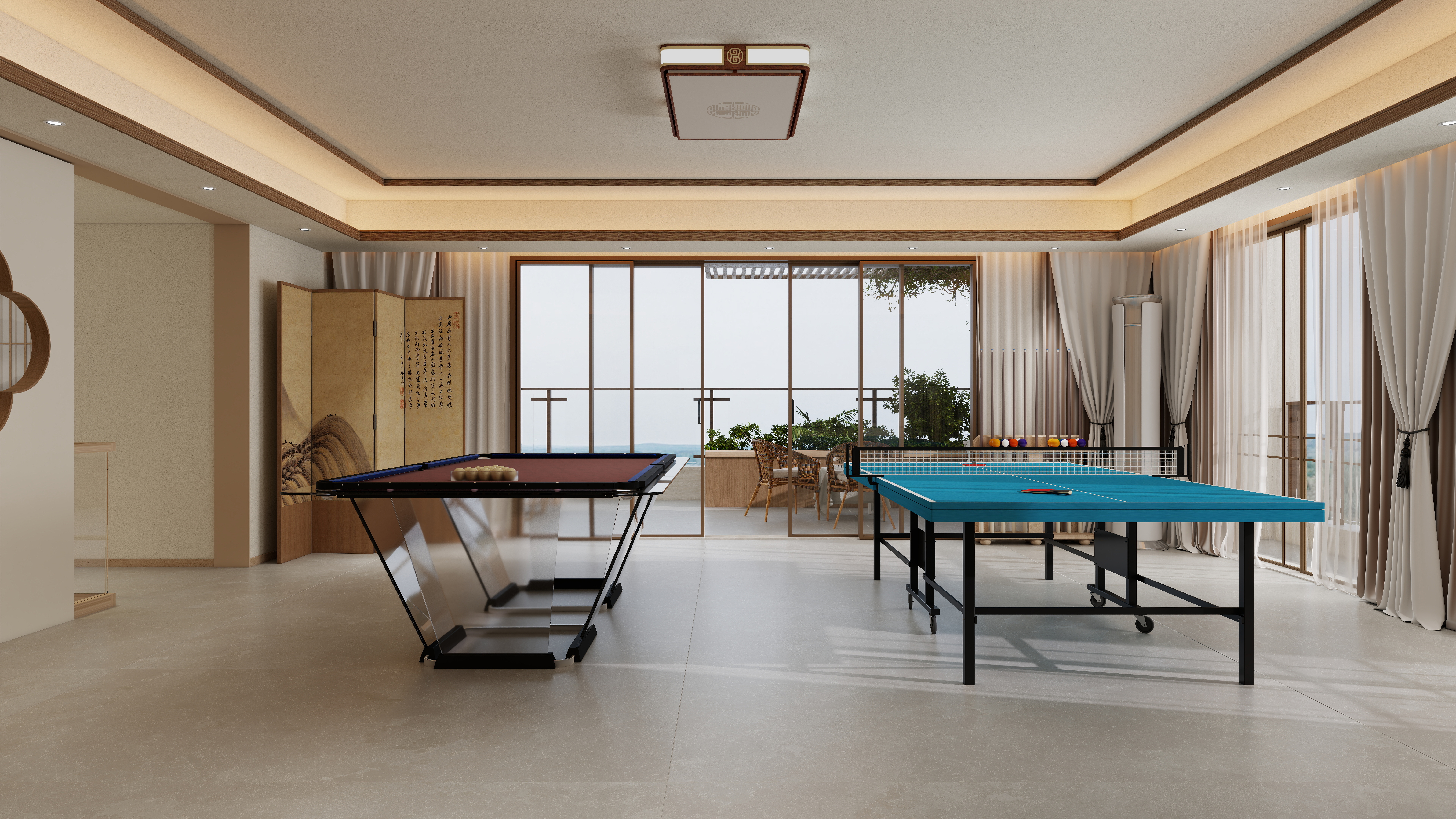 张煜强煜境设计-537平米简约宋氏中式自建别墅三层健身房装修效果图第2张