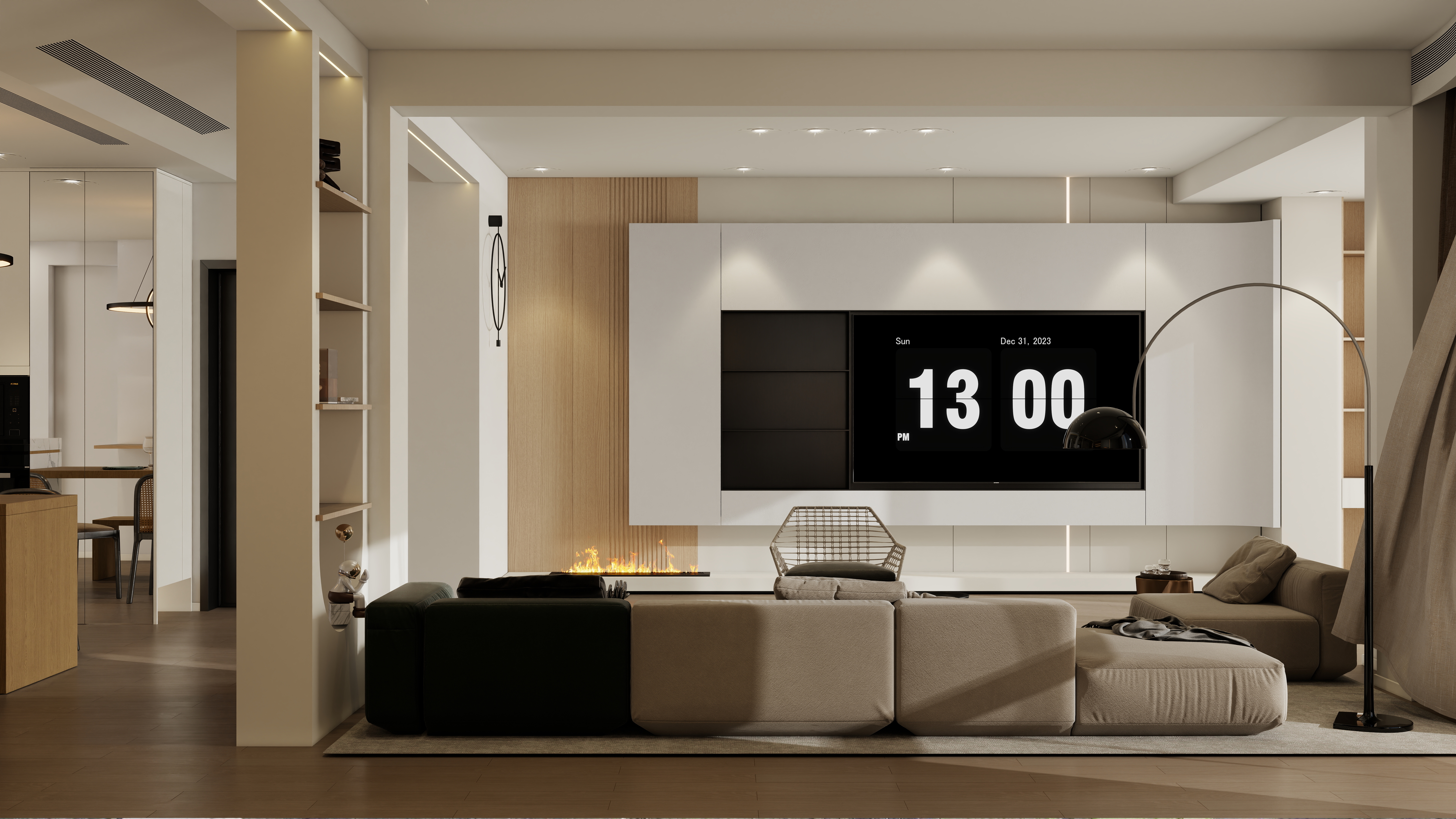 设计师珂源-凤凰花园-3期原木奶油127㎡2室一层客餐厅装修效果图第3张