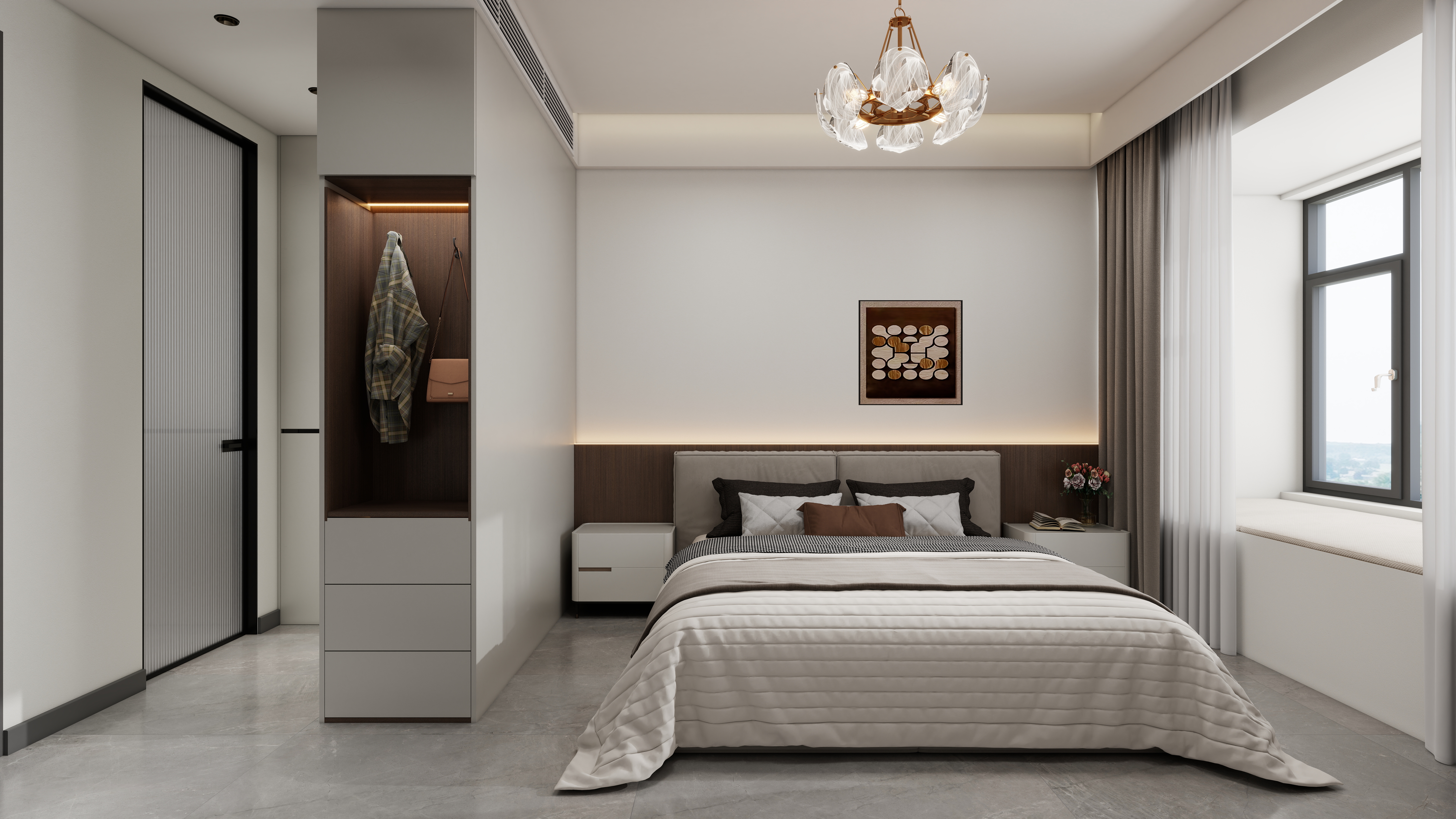 拾年设计李冰-旭辉尊府2一层主卧装修效果图第1张