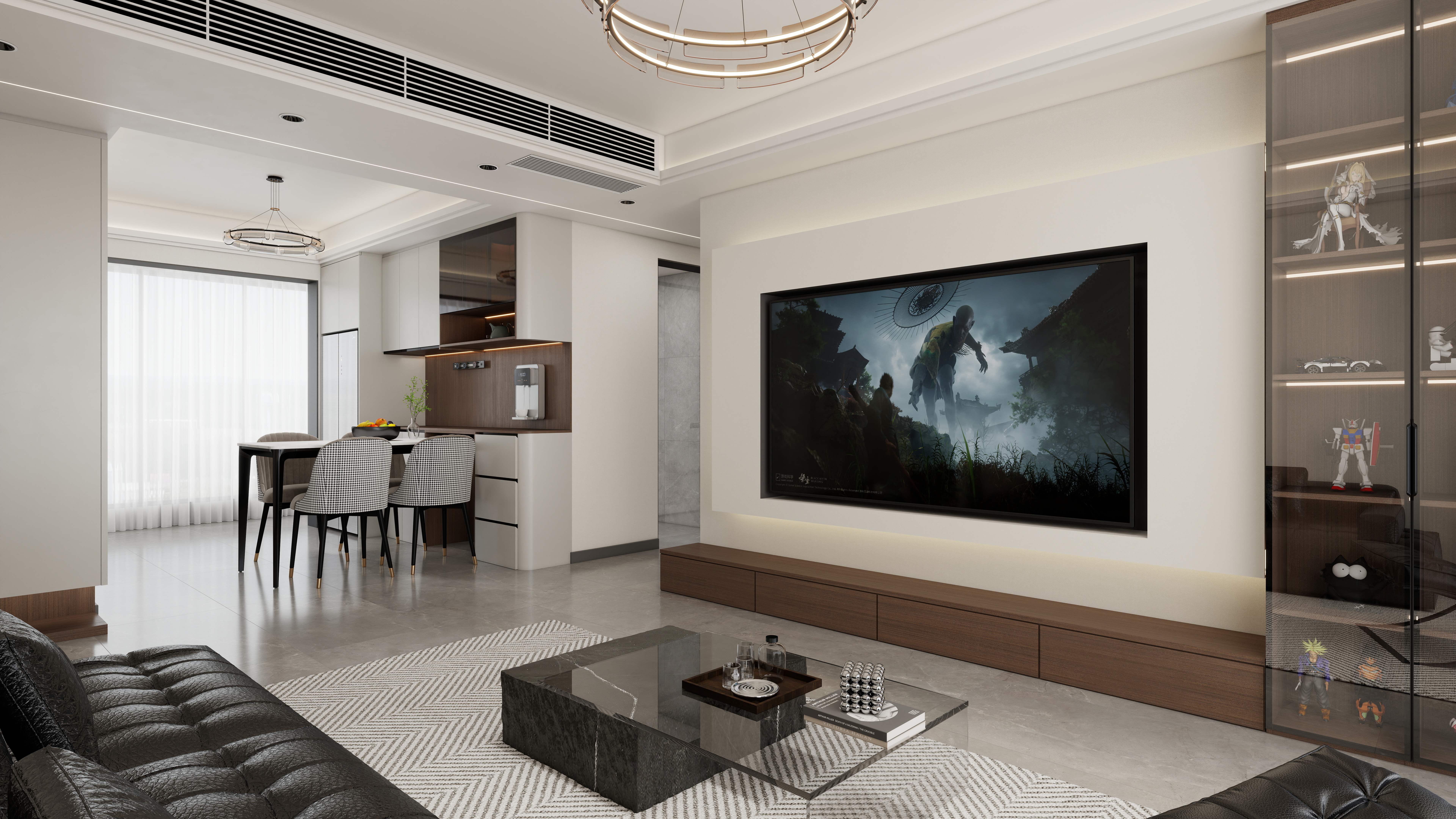 拾年设计李冰-旭辉尊府2一层客餐厅装修效果图第3张