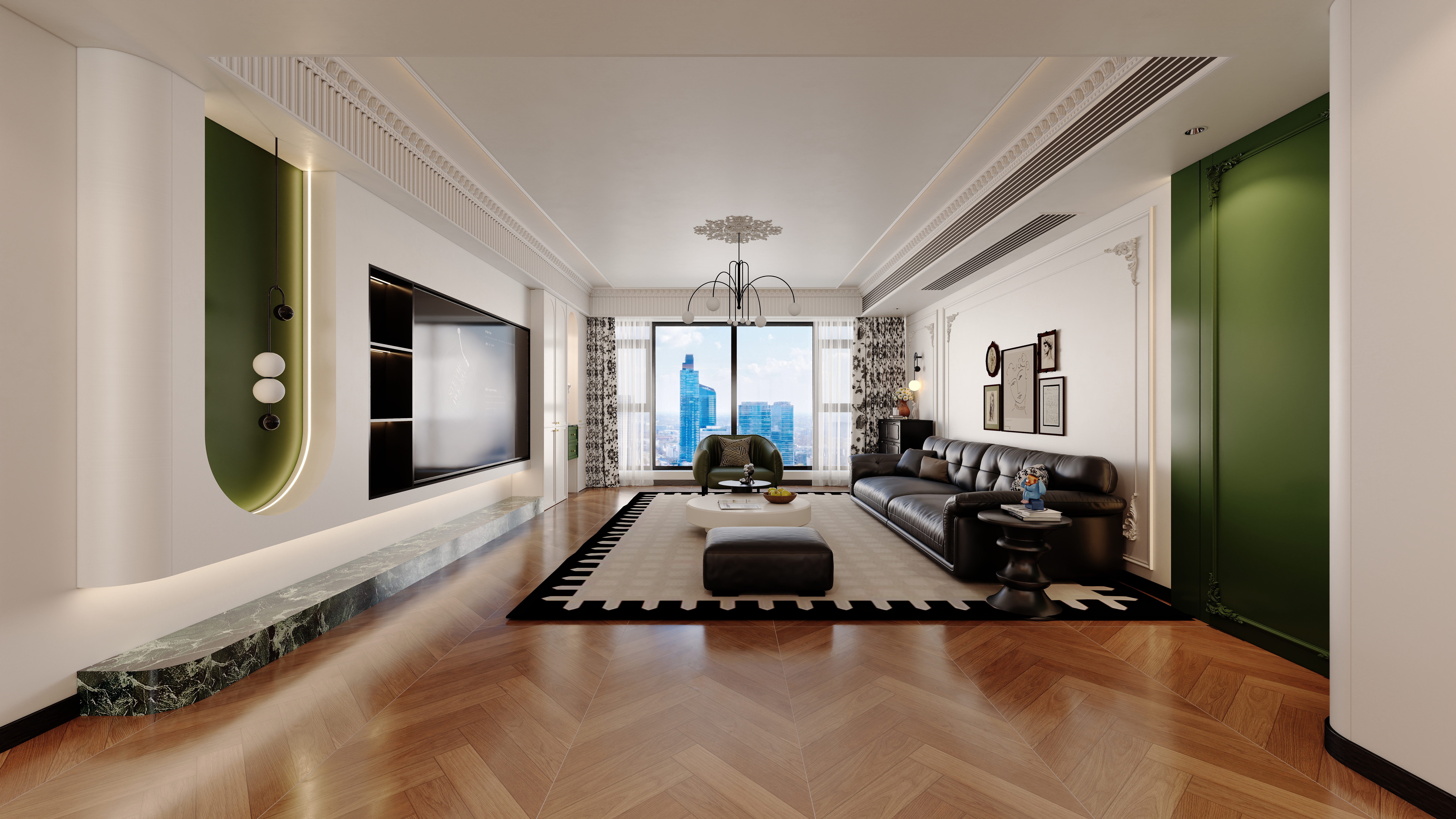 YY.洛洛-法式 146㎡  三室 一层餐厅装修效果图第3张