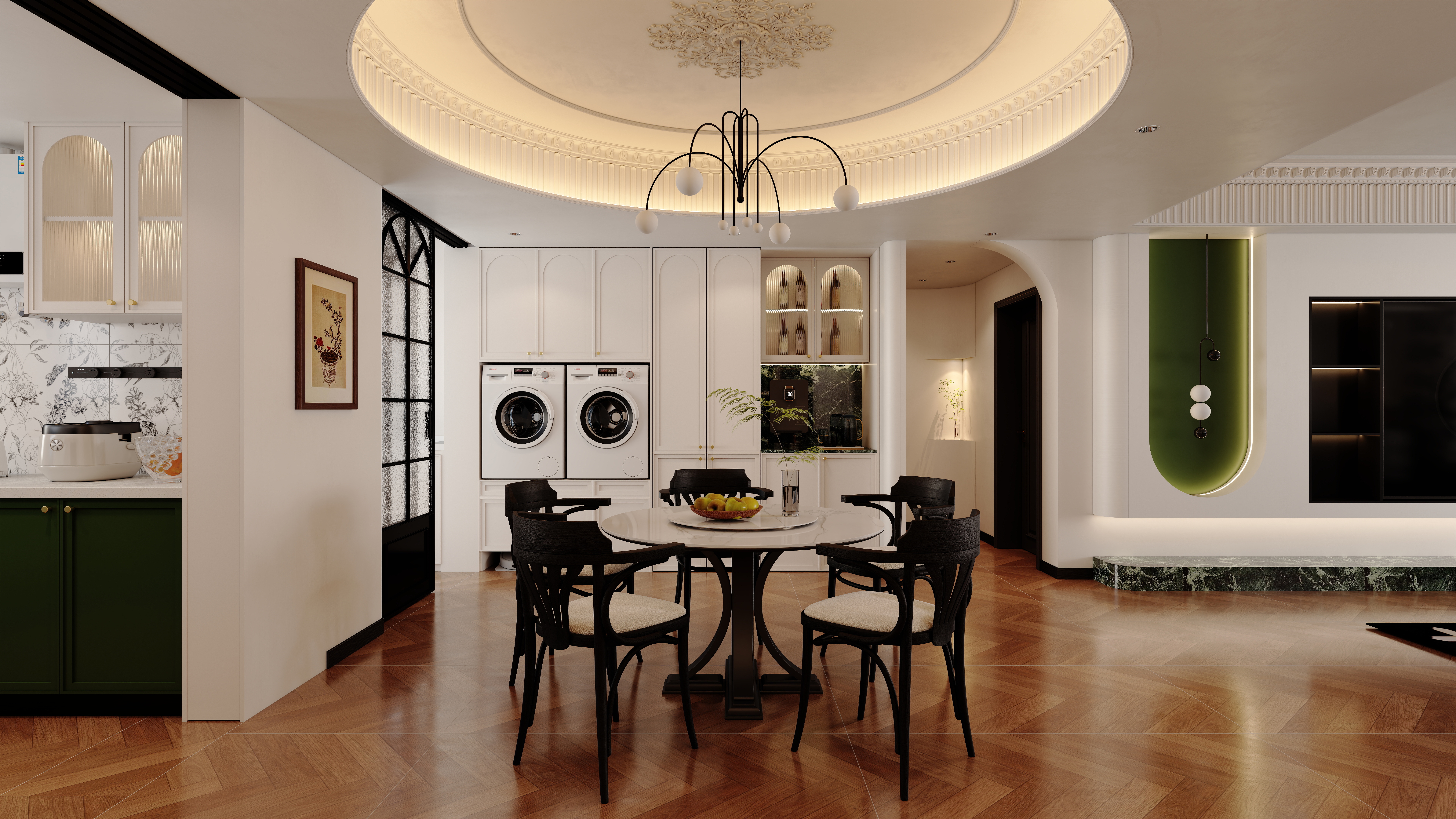 YY.洛洛-法式 146㎡  三室 一层餐厅装修效果图第4张