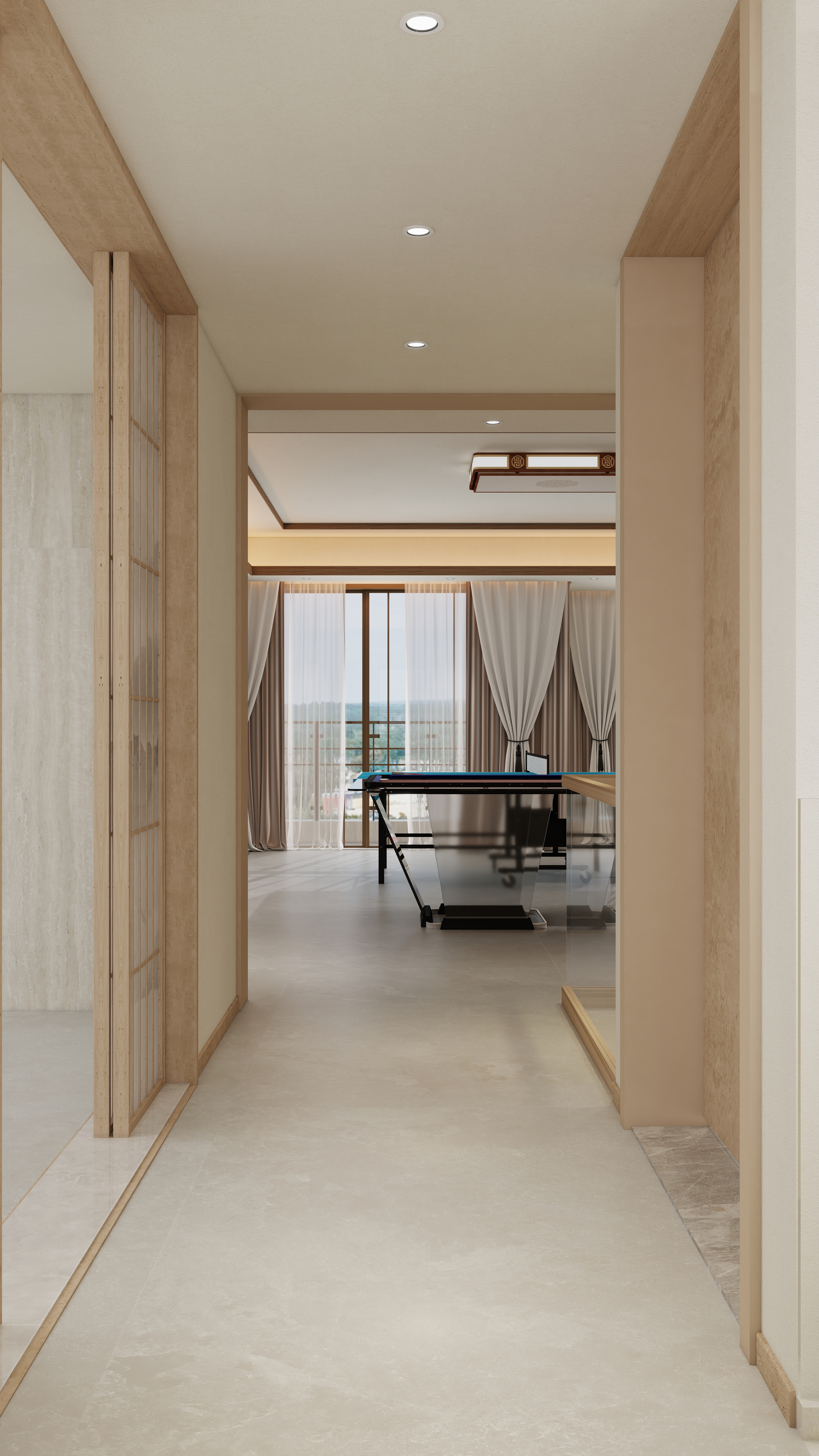 张煜强煜境设计-537平米简约宋氏中式自建别墅三层楼梯间装修效果图第2张