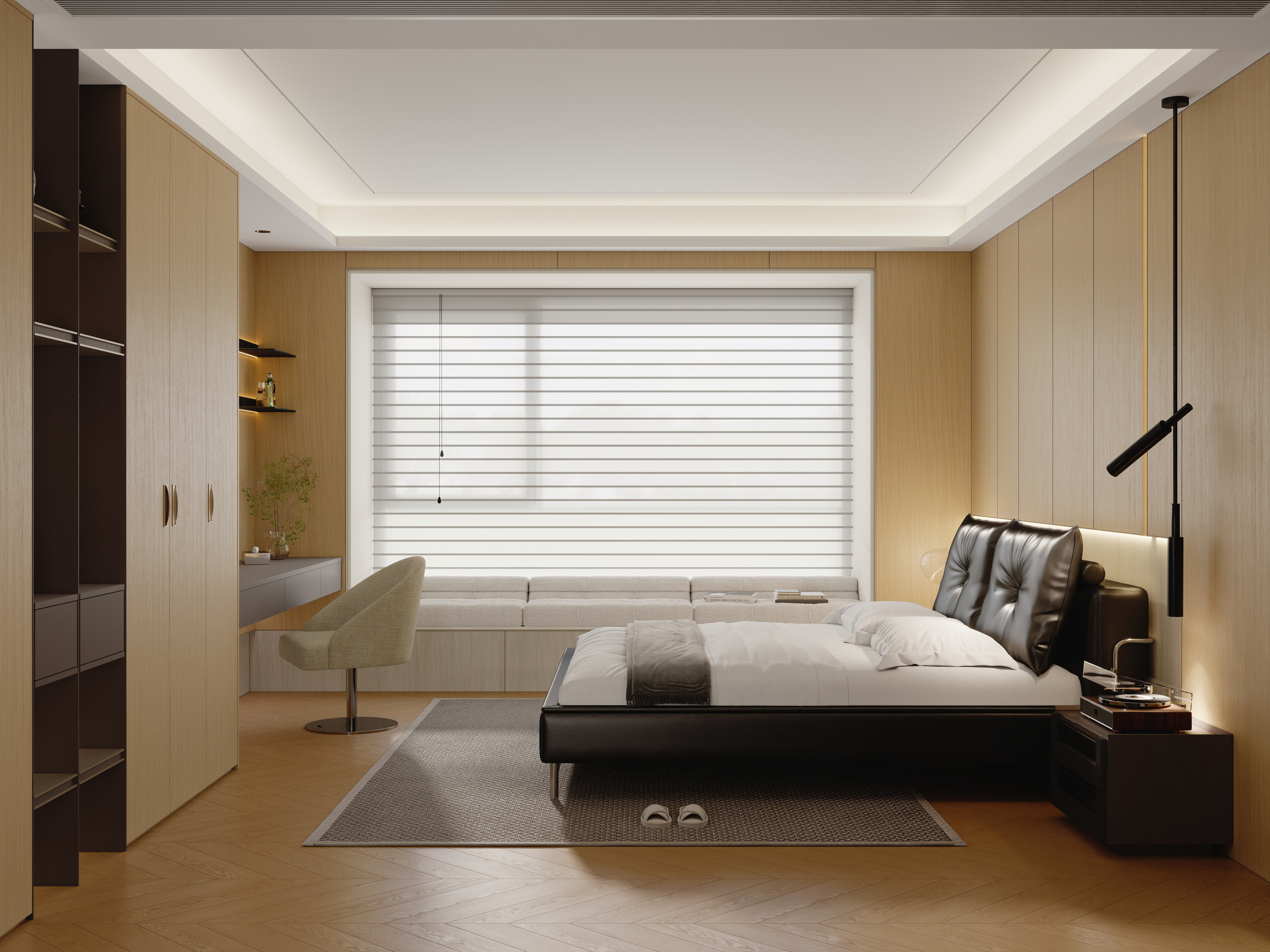 点点设计.-现代极简·向往自然一层主卧装修效果图第2张