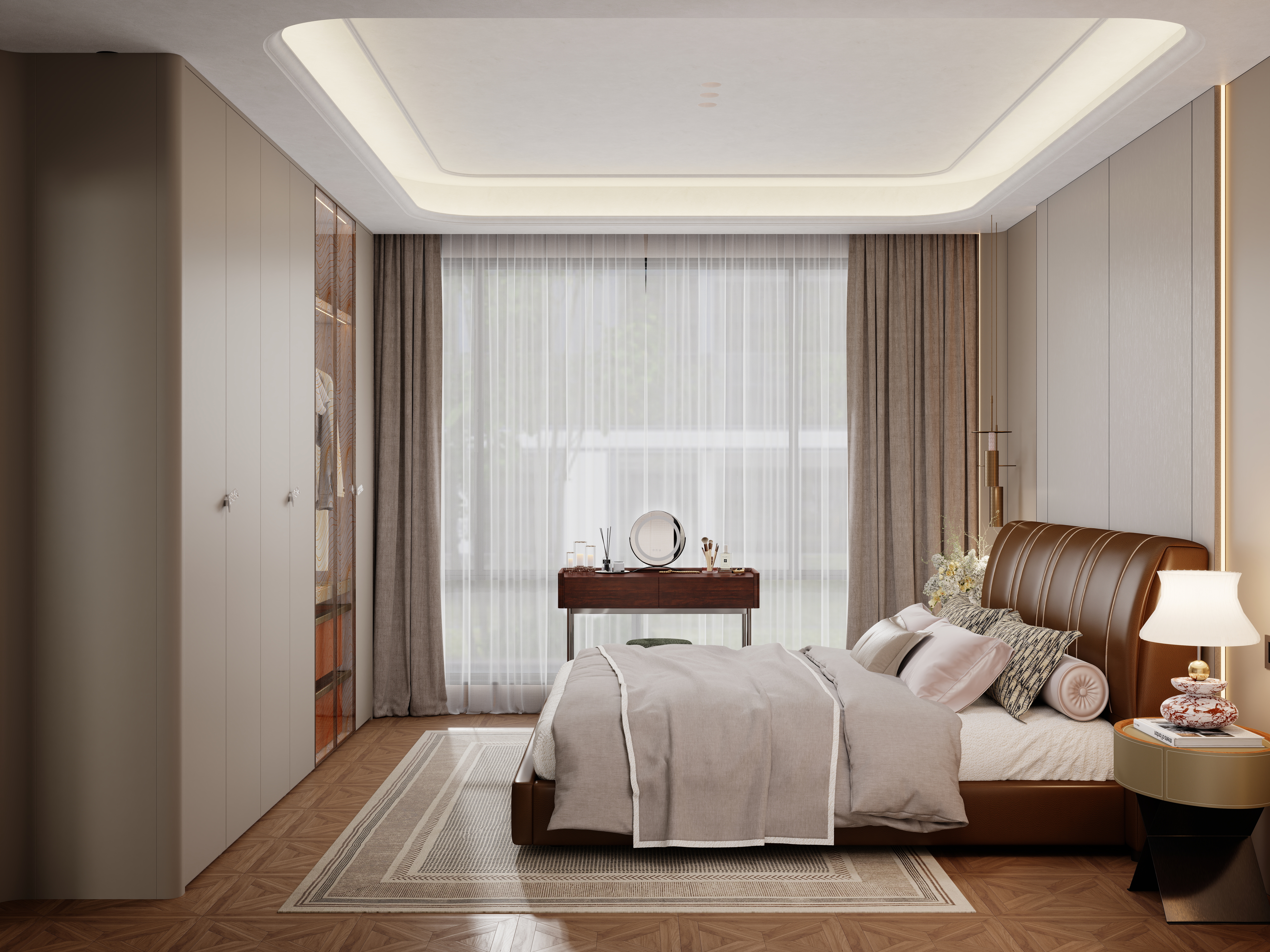 点点设计.-品质轻奢·艺术与品质的家一层主卧装修效果图第4张