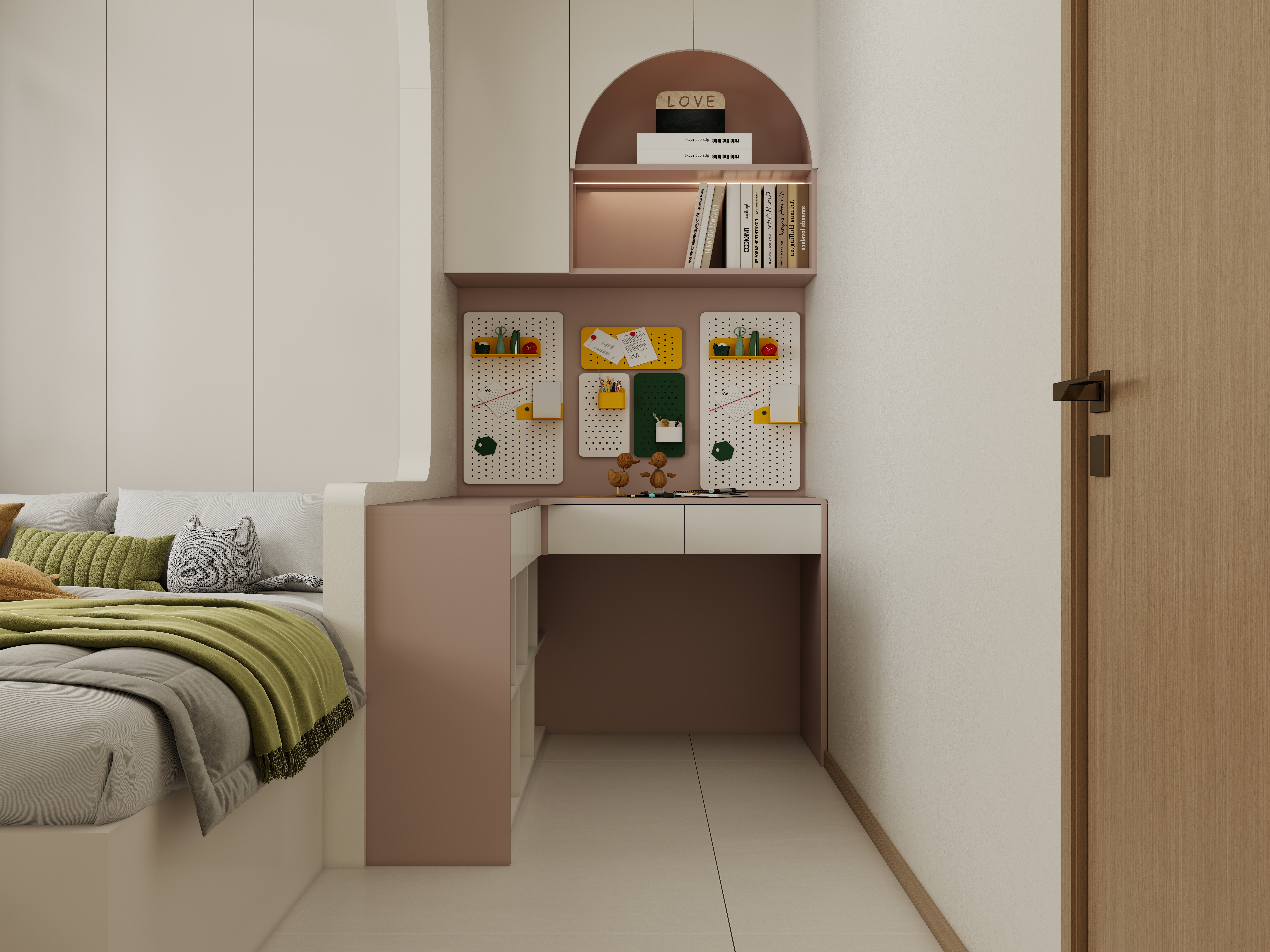 庄育霖-北湖缔景100平奶油风3室一层儿童房装修效果图第1张