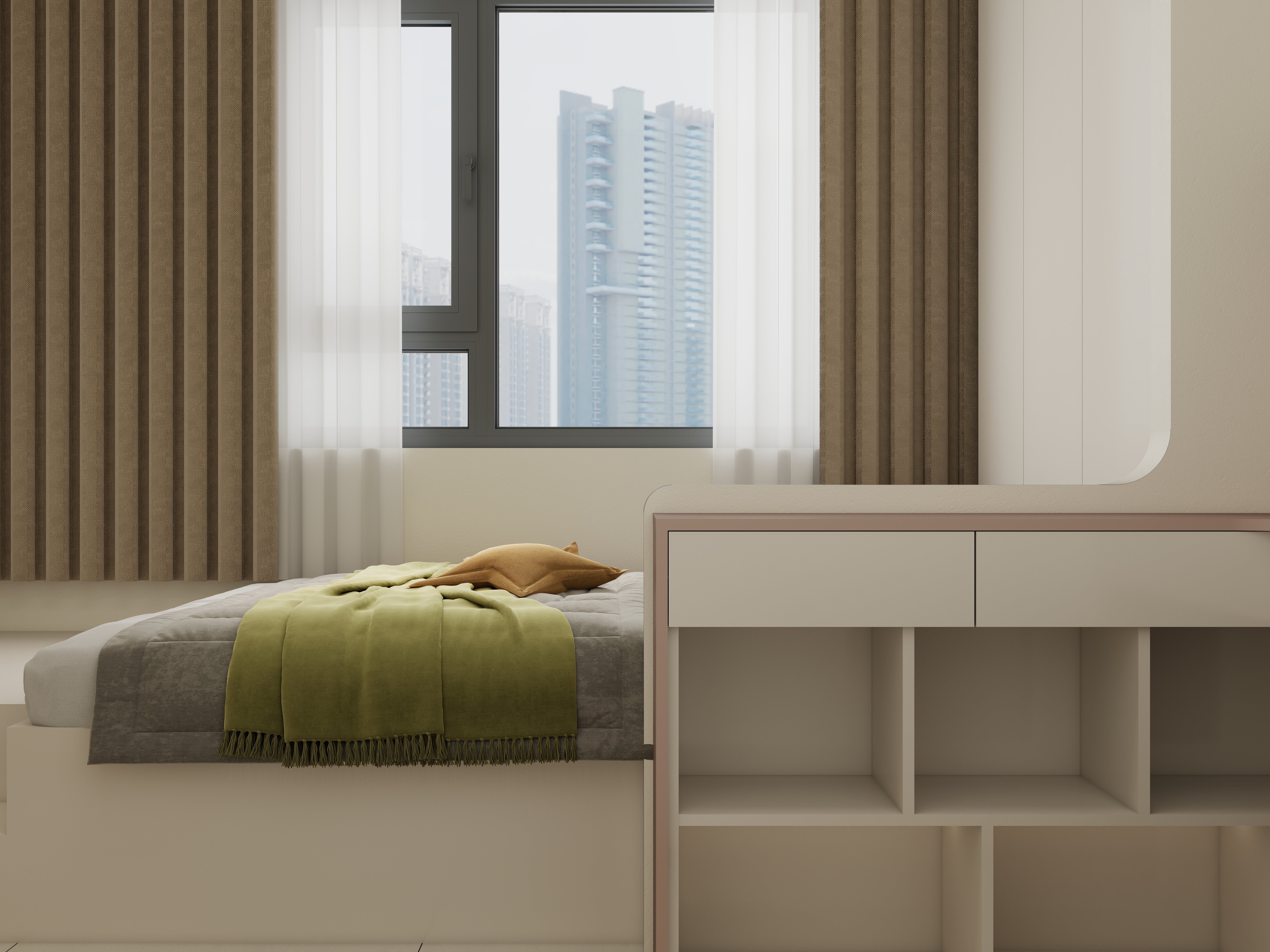 庄育霖-北湖缔景100平奶油风3室一层儿童房装修效果图第2张