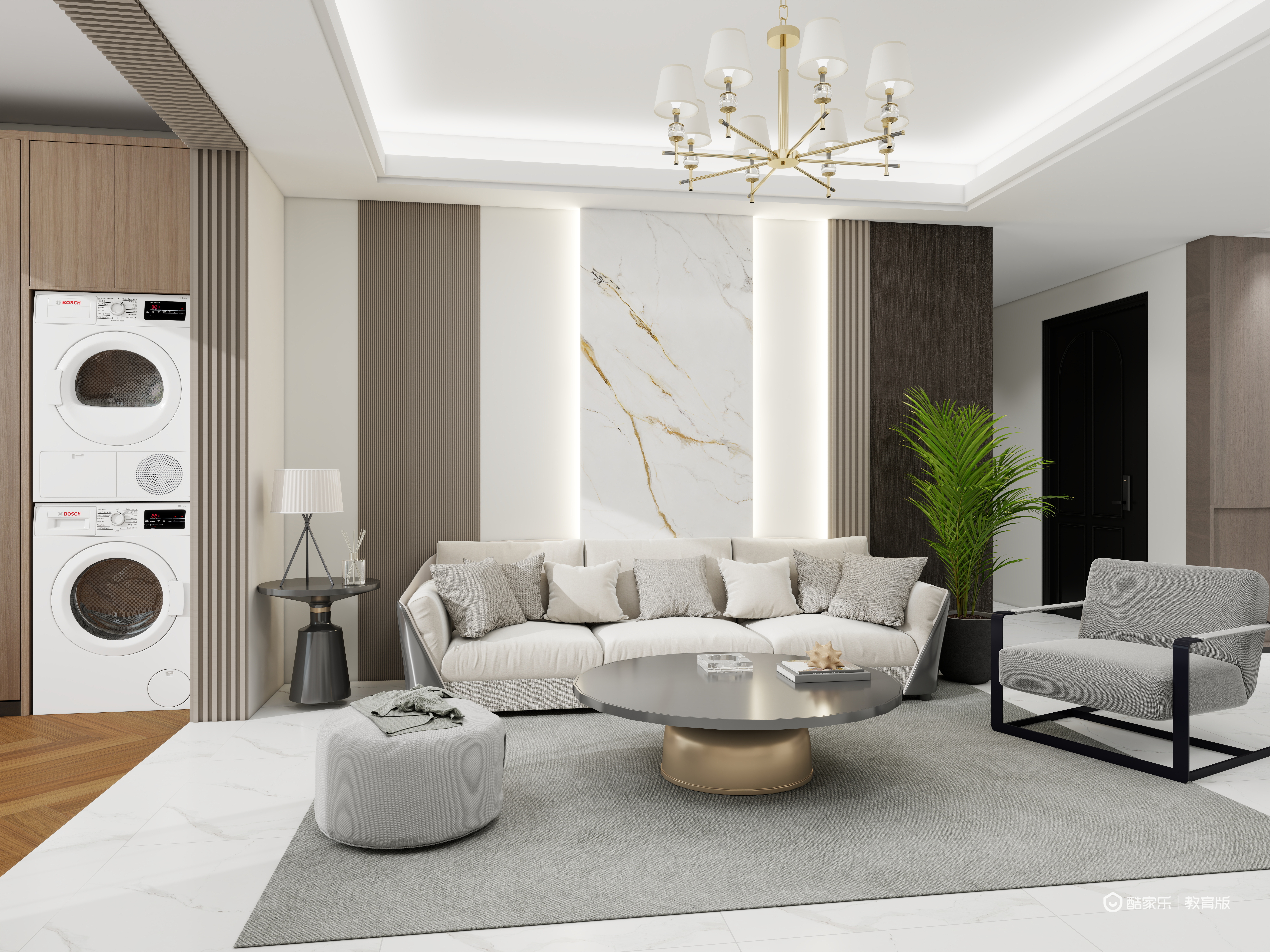 储子怡-安徽建筑大学 储子怡一层客餐厅装修效果图第1张