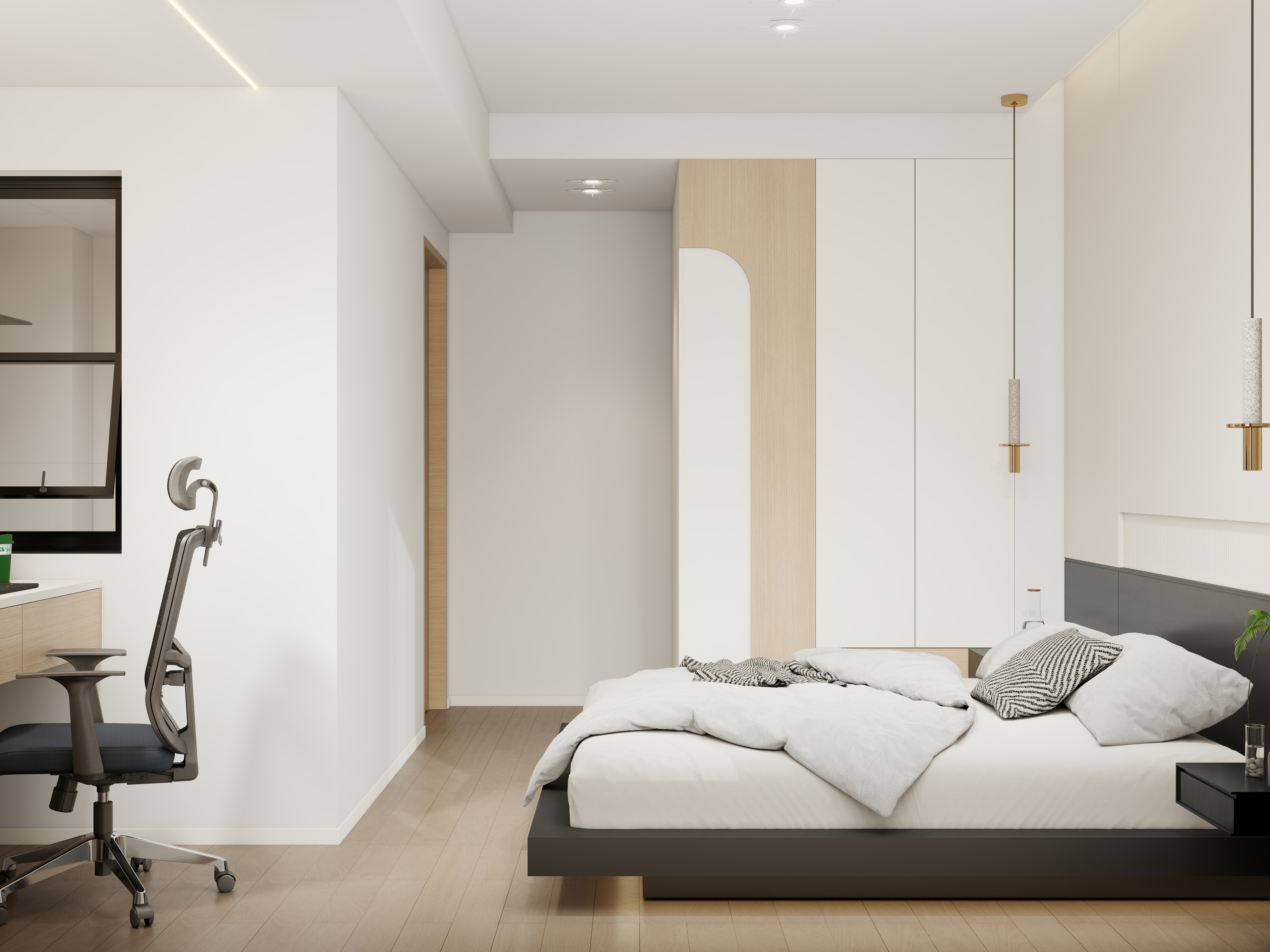 设计师珂源-凤凰花园-3期原木奶油127㎡2室一层次卧装修效果图第2张